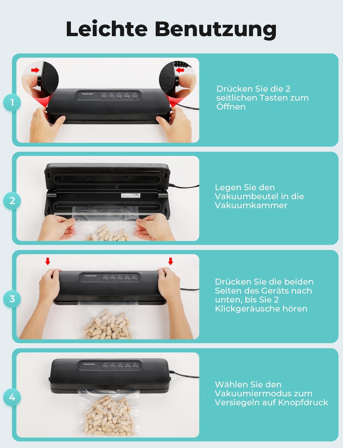 Folienschweissgerät mit Vakuumierschlauch, 5 in 1