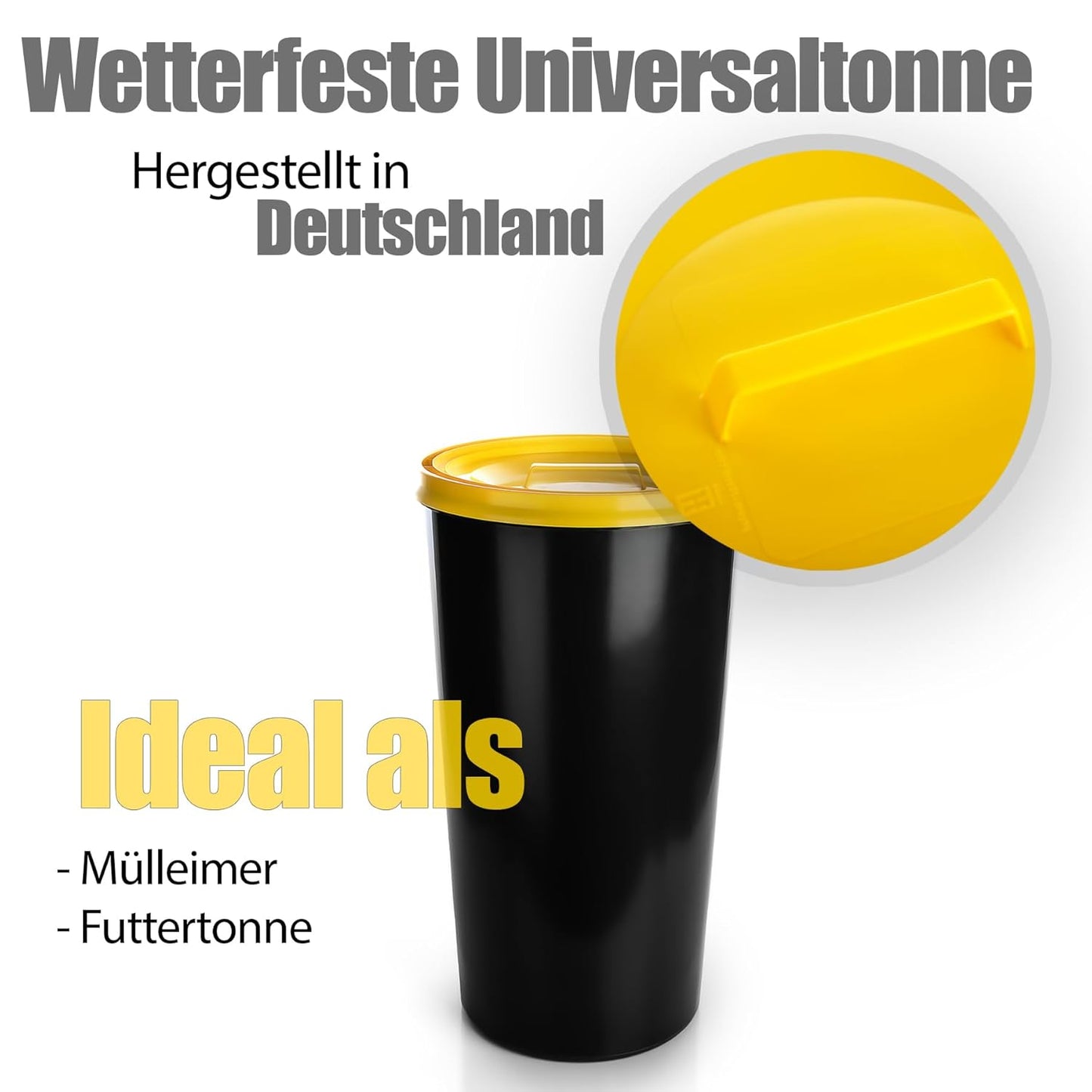 Wetterfeste Mülltonne mit luftdichtem Deckel