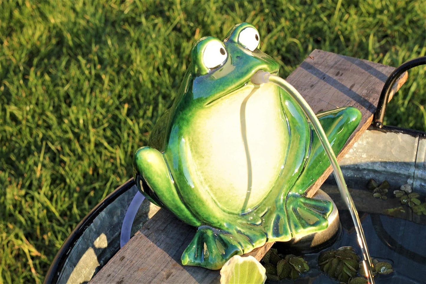 Wasserspeier Frosch mit Solarpumpe