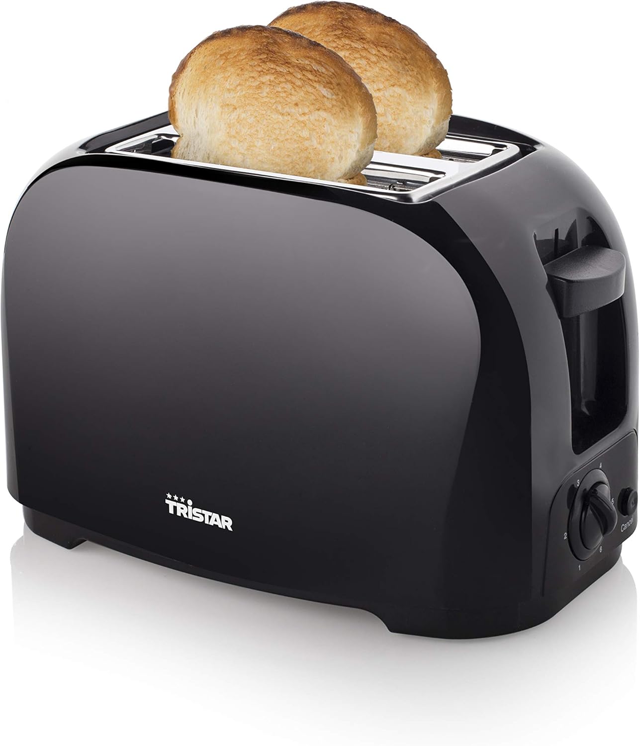Toaster mit 6 Bräunungsstufen und Brötchenaufsatz, Schwarz