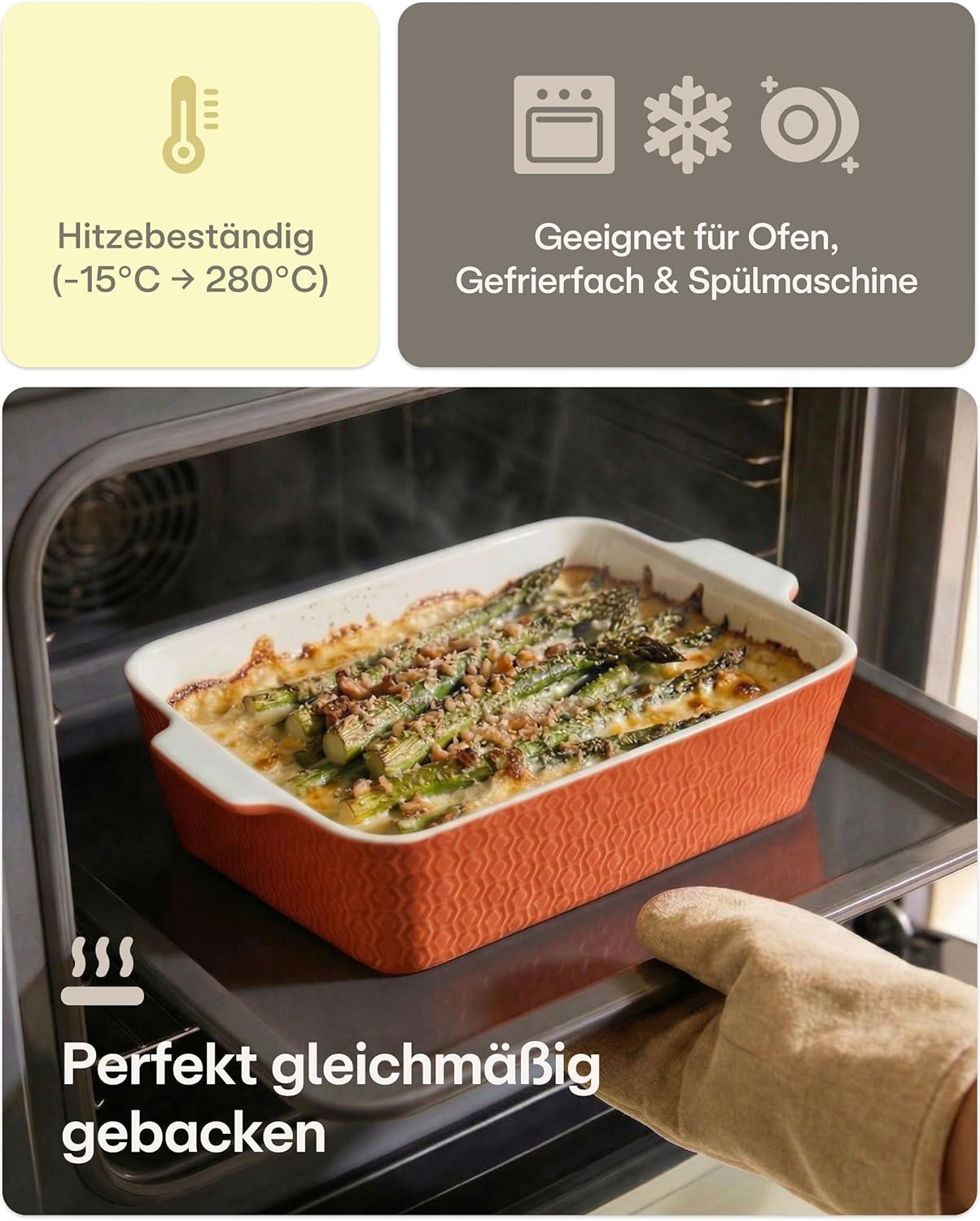 Auflaufform mit extra hohem Rand, Rot