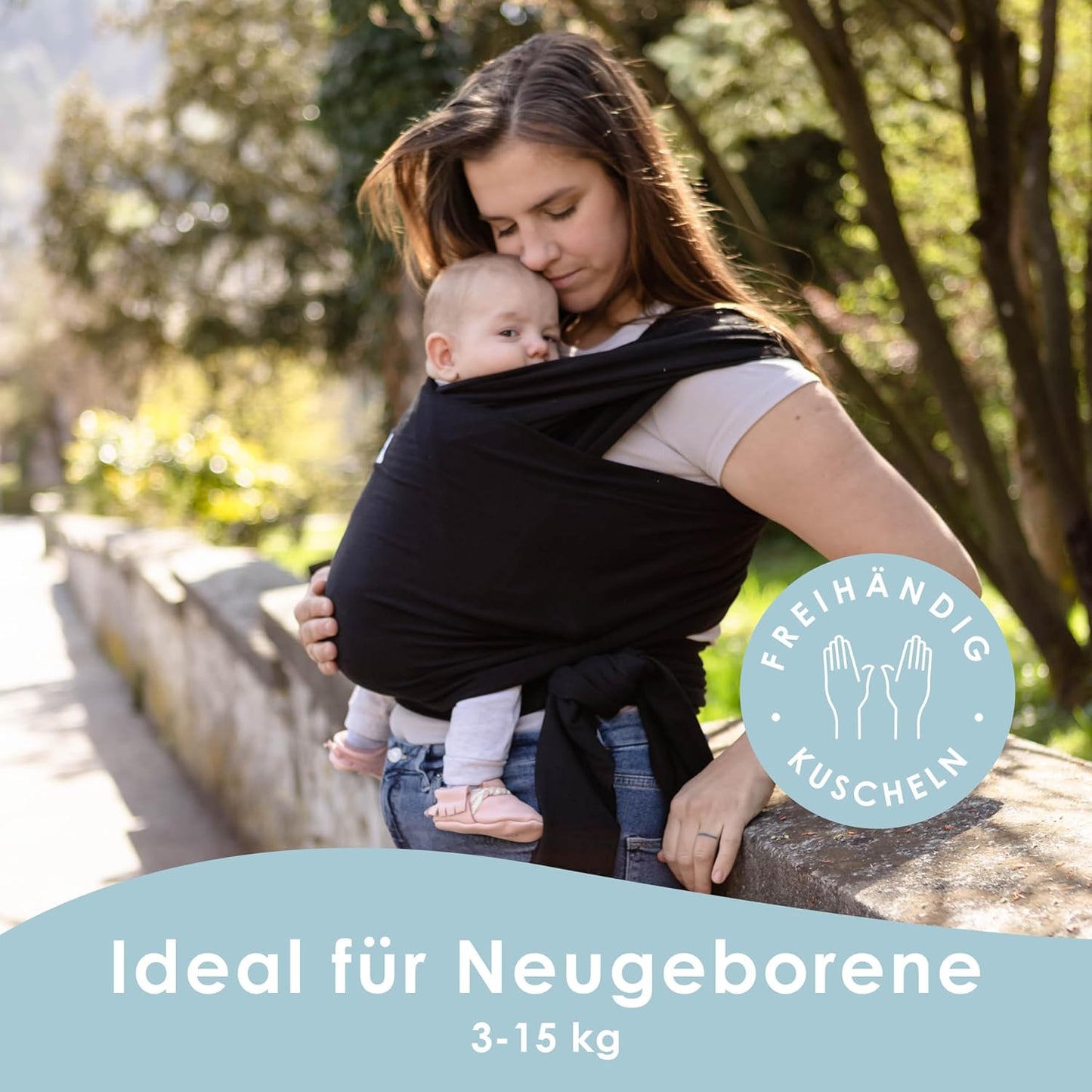 Babytragetuch für Neugeborene, Poly-Spandex Blend Black