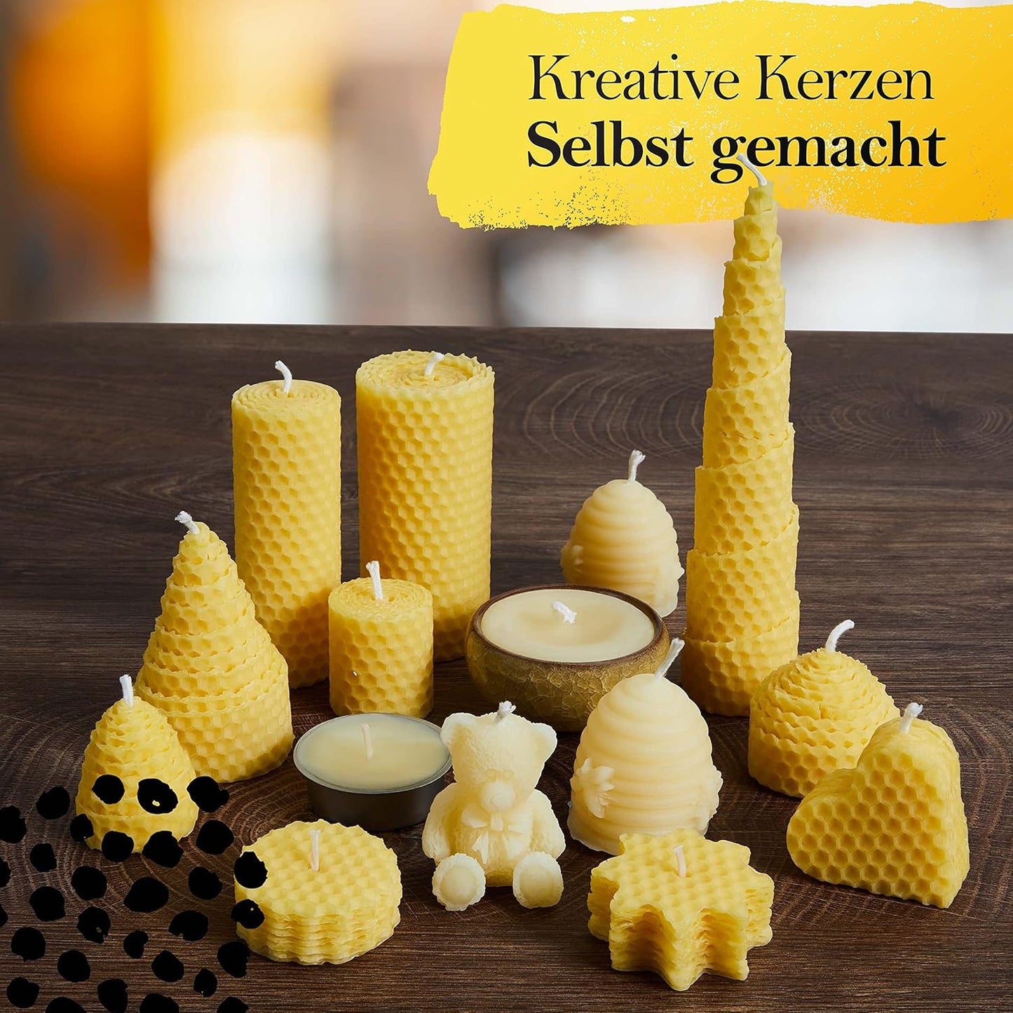 Kerzen-Bastelset aus Bienenwachs, gelb