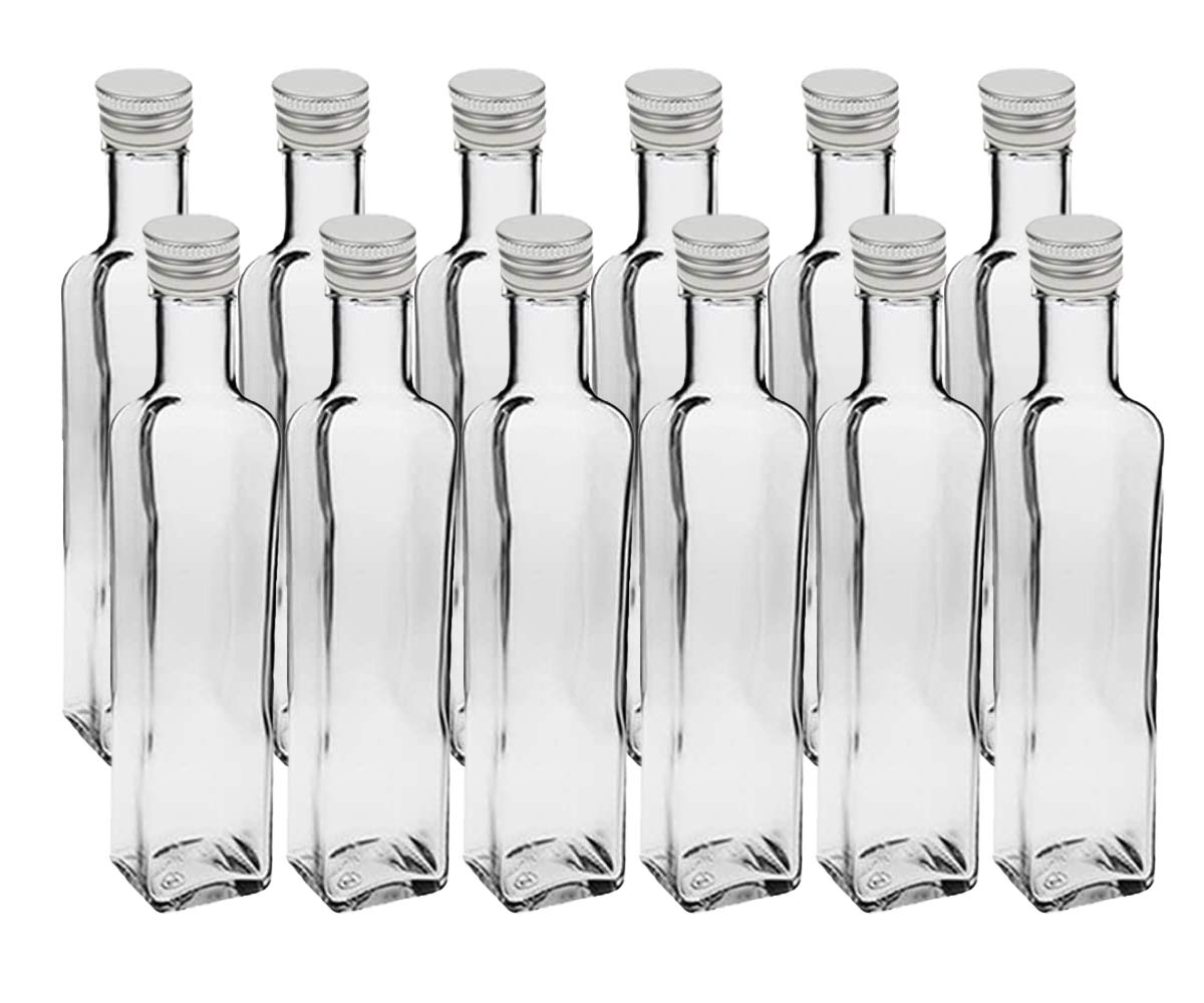 Maraska Glasflaschen mit Schraubverschlüssen, 6x Silber 500 ml