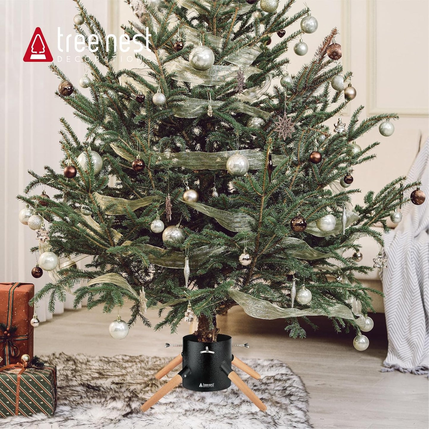 Weihnachtsbaumständer mit Wassertank, Schwarz 20.5 cm