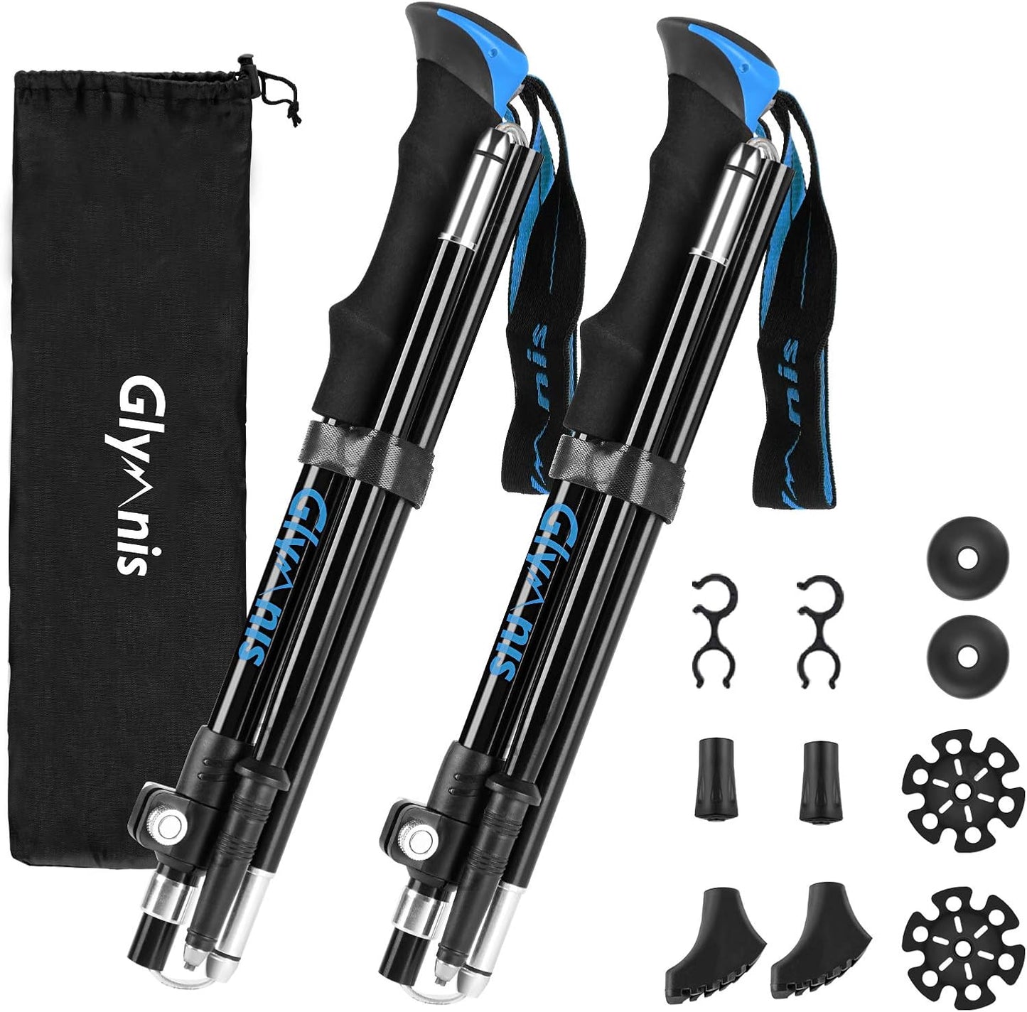 Faltbare Trekkingstöcke stossfest und Höhenverstellbar 110-130 cm, Blau