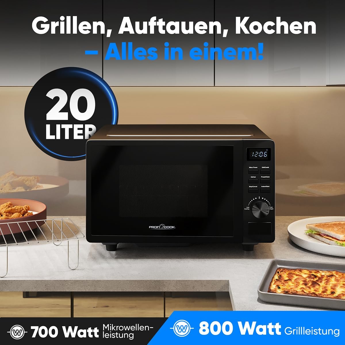 PC-MWG 1278 Mikrowelle mit Grill und Timer
