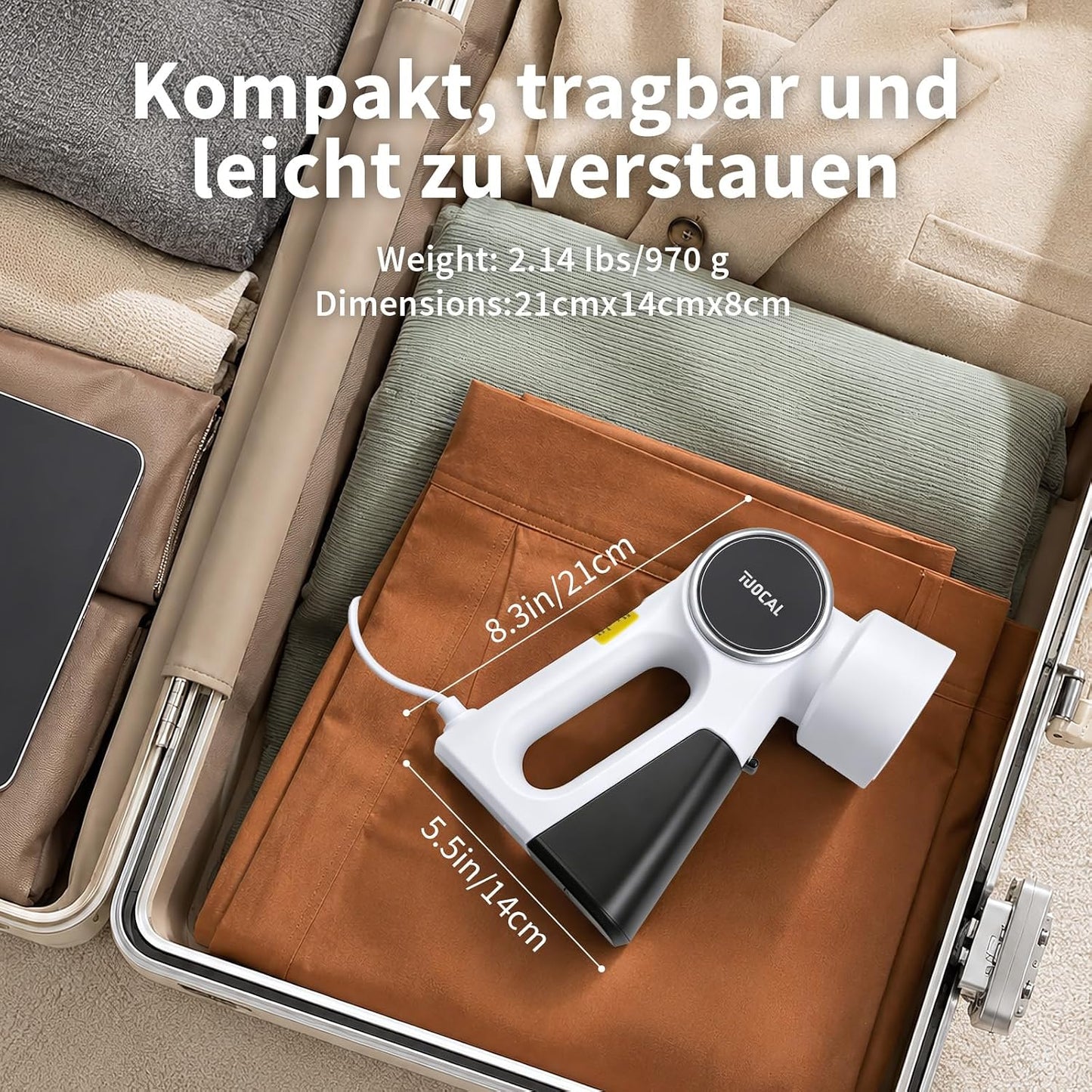 2-in-1 Dampfglätter mit Saugfunktion und 260ml Tank
