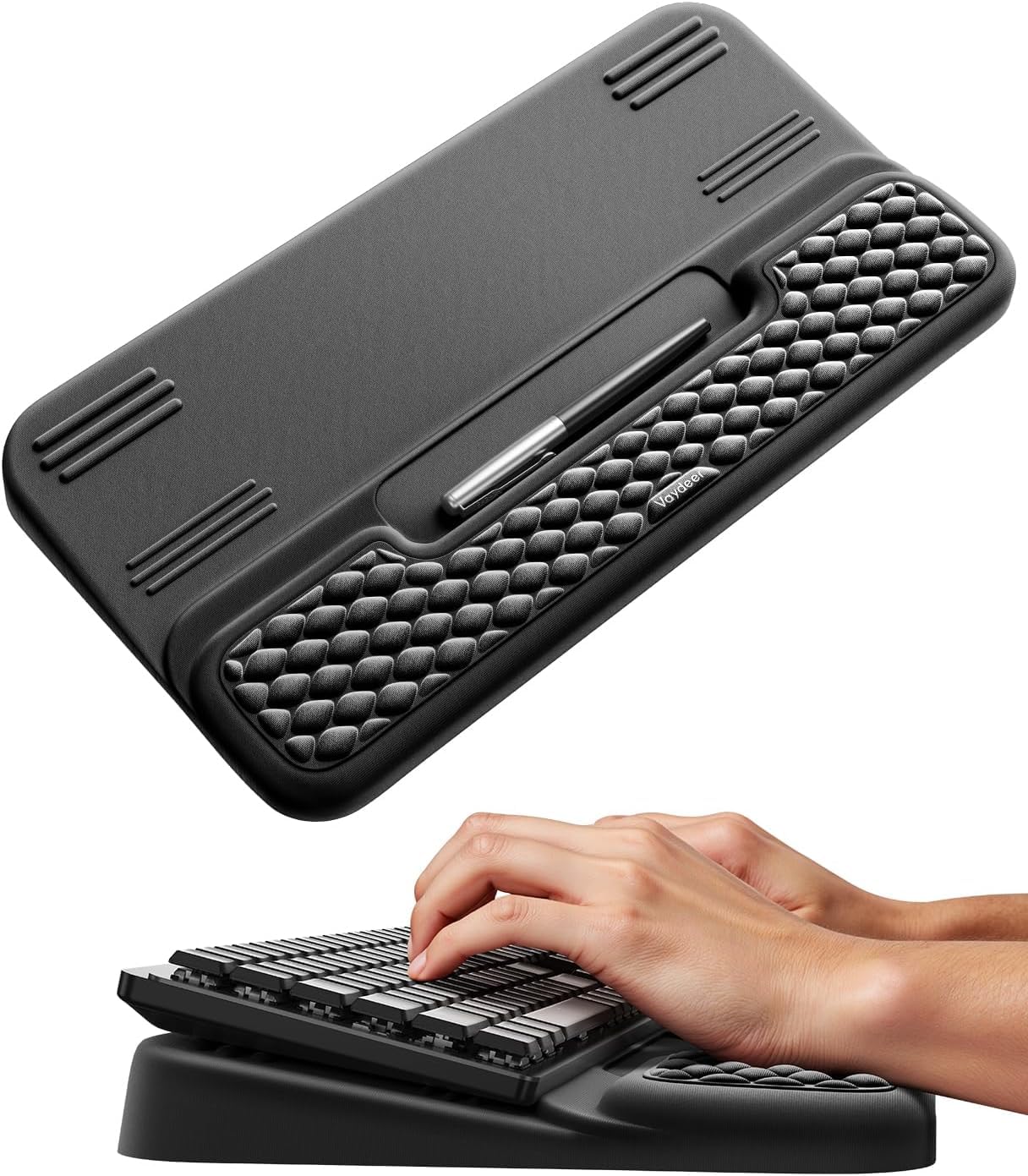 Ergonomische Handgelenkauflage mit Tastaturständer, Schwarz 18 x 3.5 inches