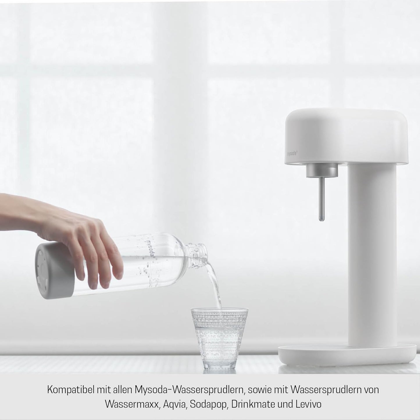 Wasserflasche für Wassersprudler, 1000 ml Silber