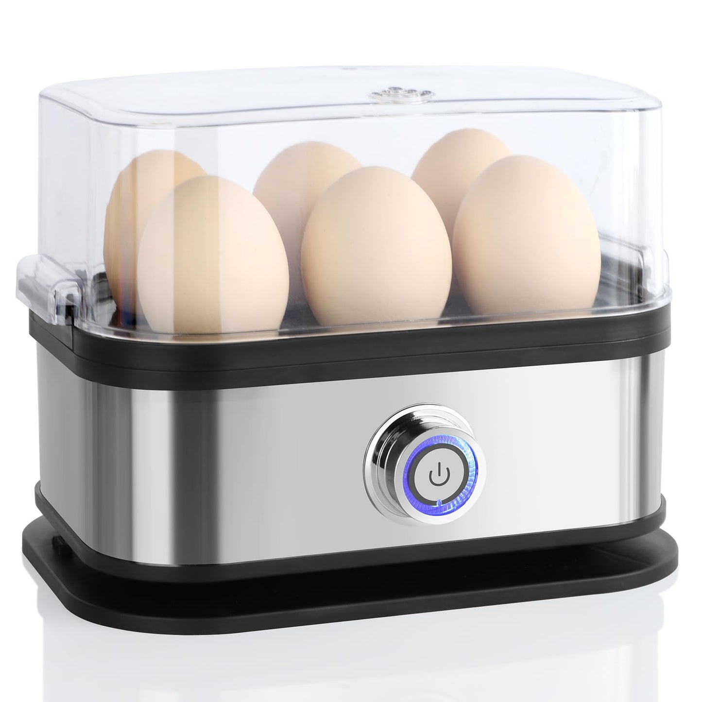 Eierkocher für 6 Eier (weich, mittel, hart, pochiert), Silber