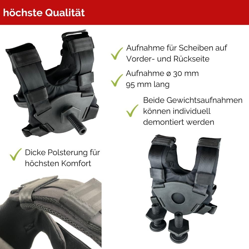 Verstellbare Gewichtsweste für Hantelscheiben, 30 mm