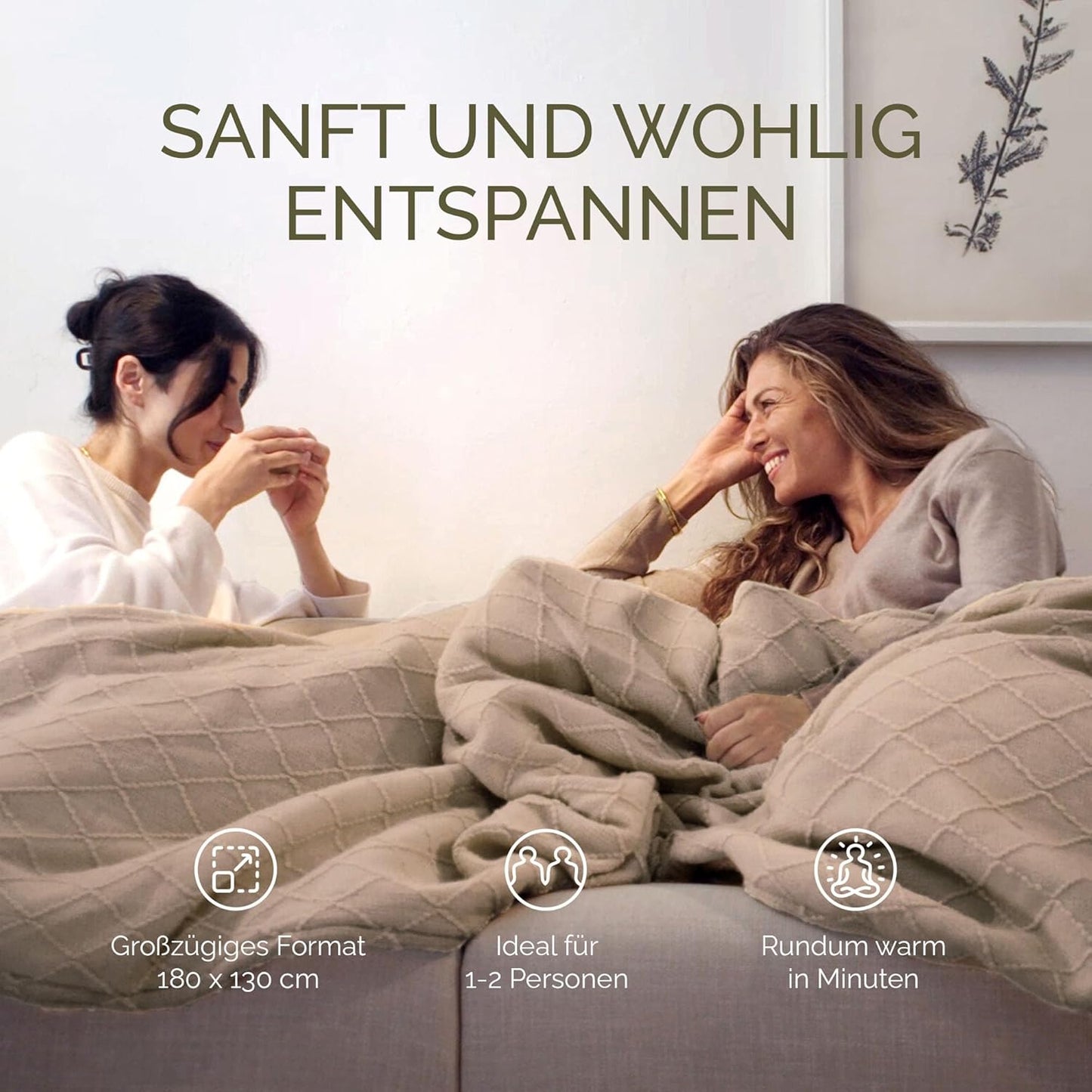 Heizdecke mit Timer & 9 Heizstufen, Taupe Dawn