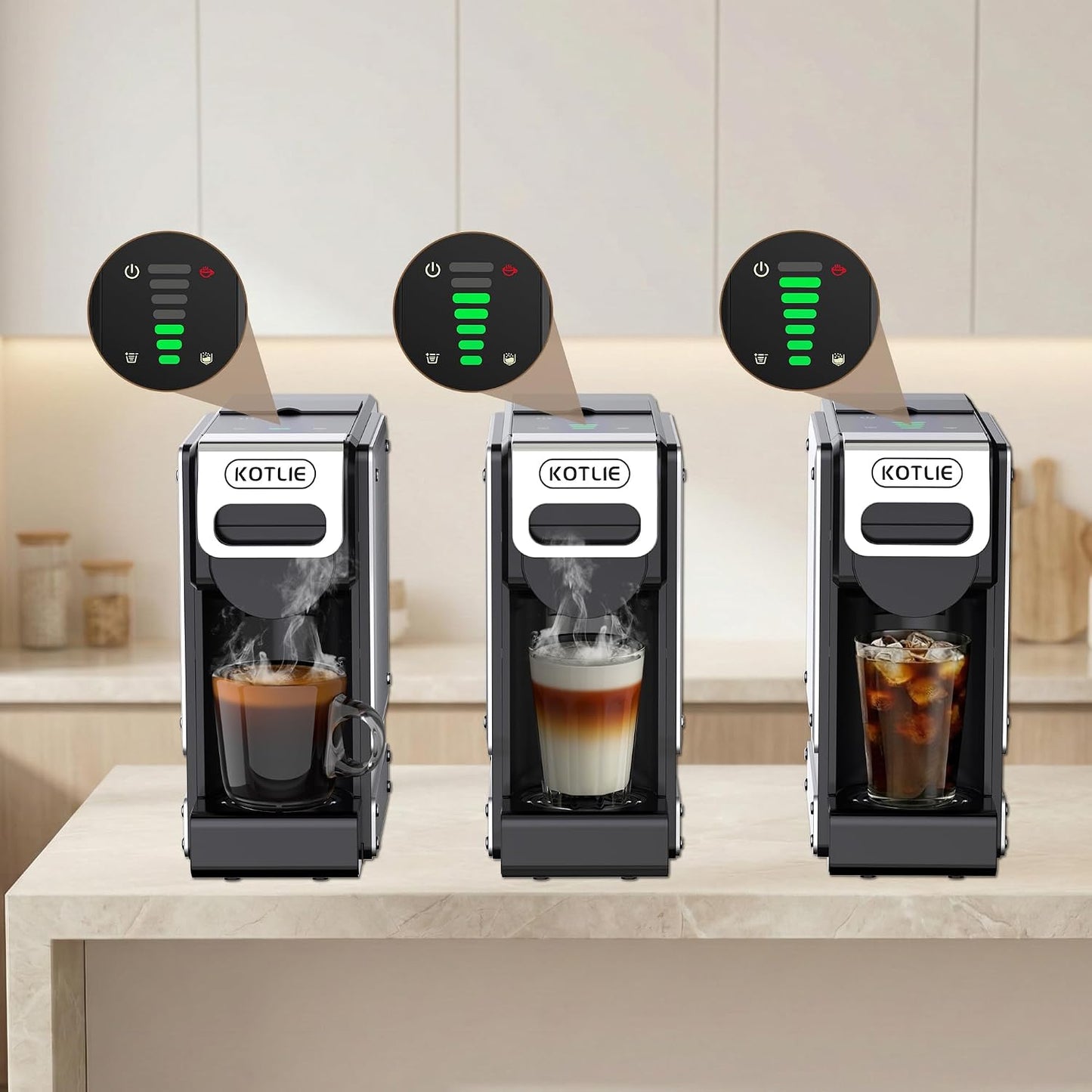 5-in-1 Kapsel- und Pulver-Kaffeemaschine