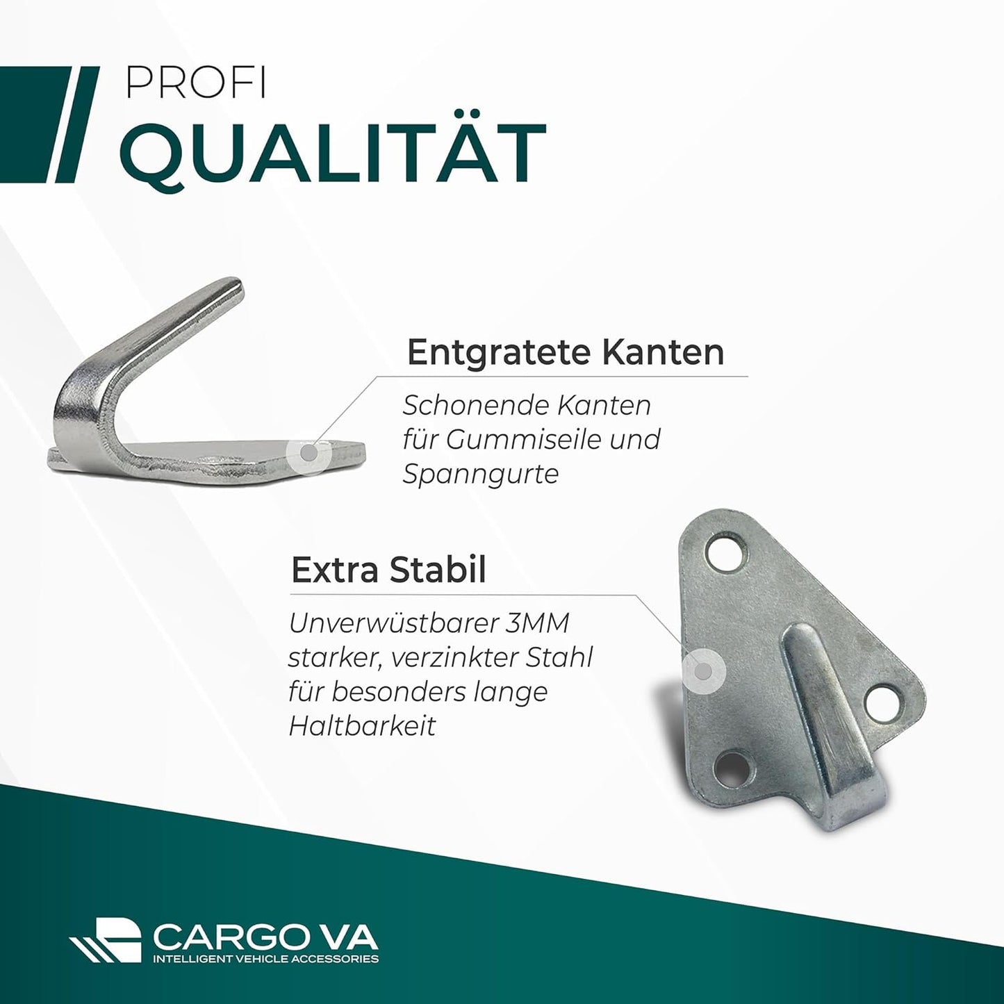 Dreiloch Abspannhaken, 20 Haken ohne Schrauben