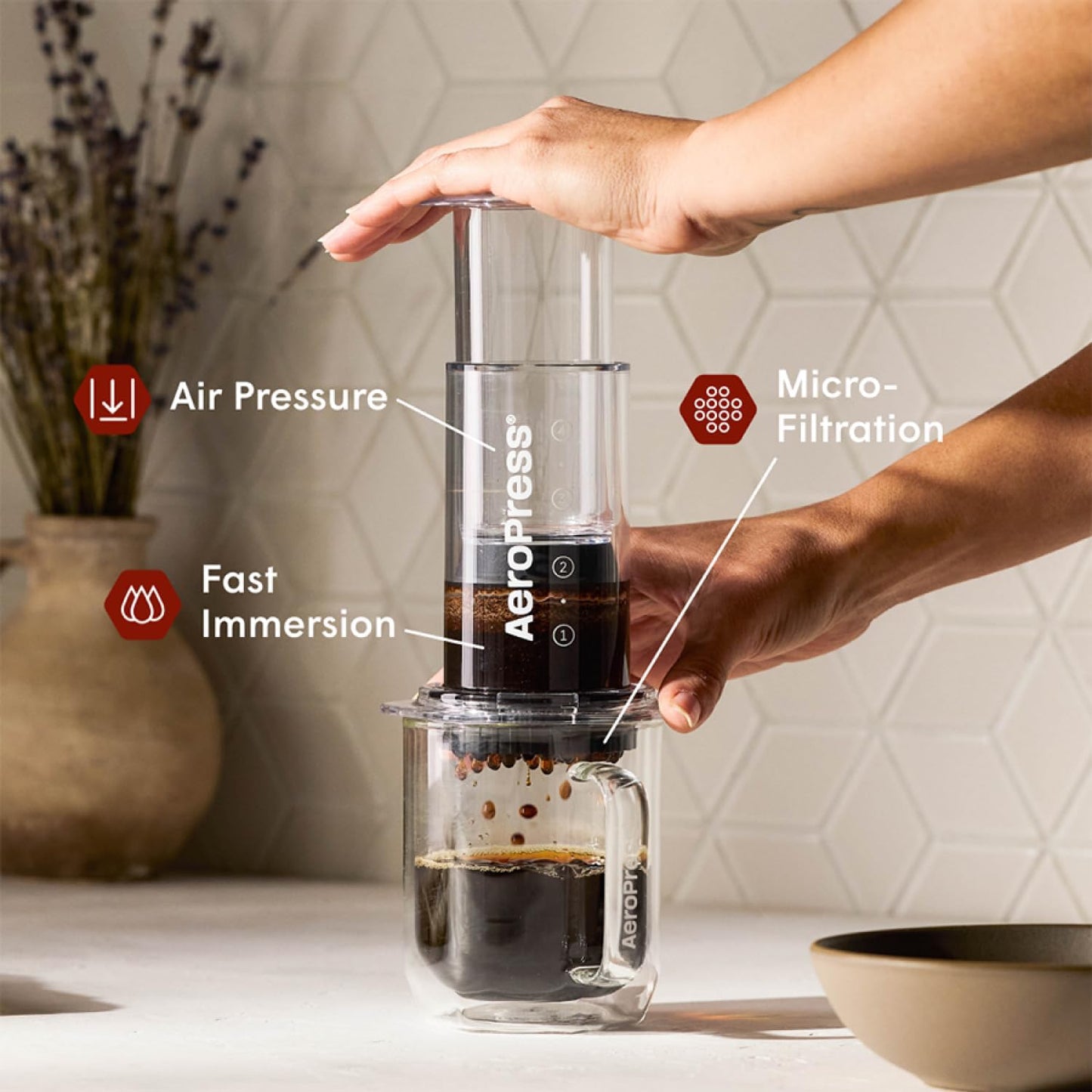 Clear Kaffeepresse – 3-in-1, Transparent Standard
