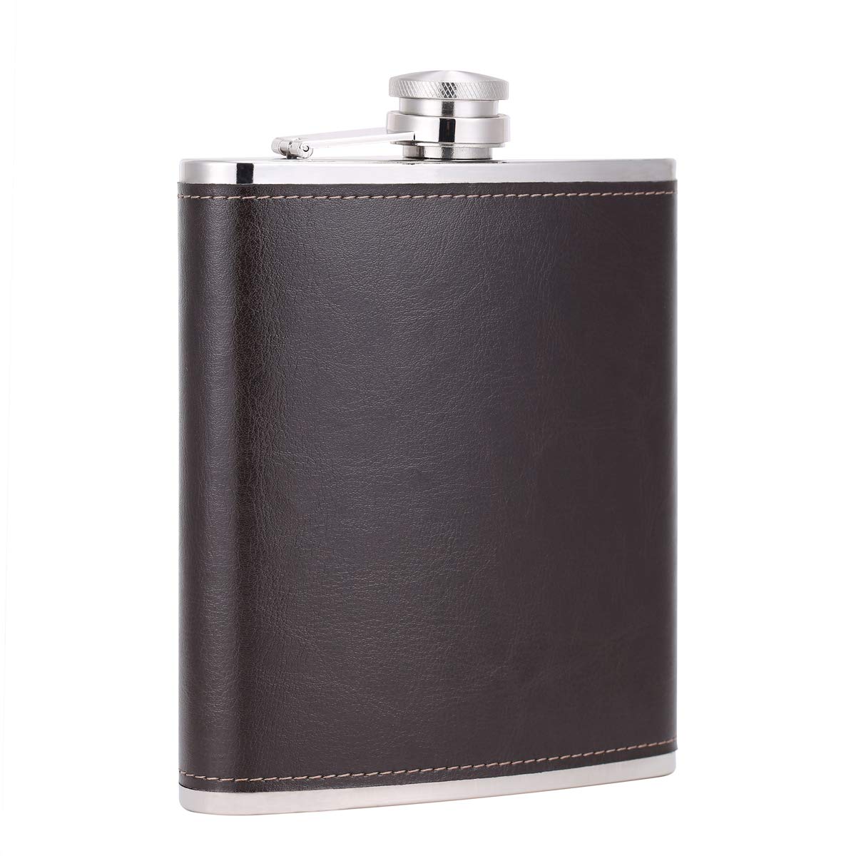 Edelstahl Flachmann mit Lederhülle, 18 oz A. Coffee