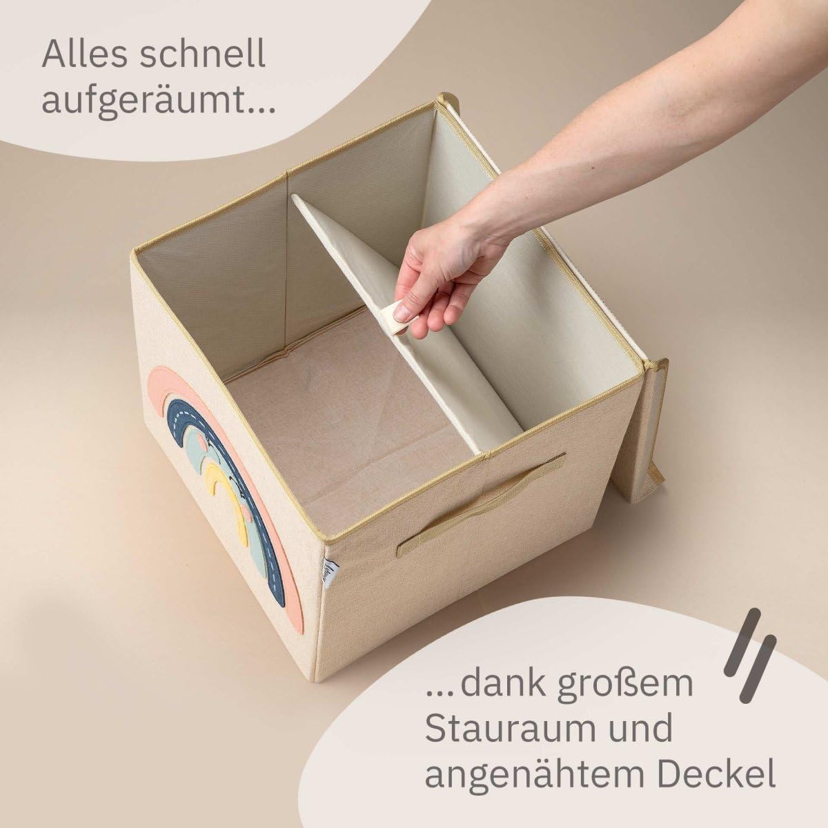 Spielzeug-Aufbewahrungsbox mit Deckel, Regenbogen