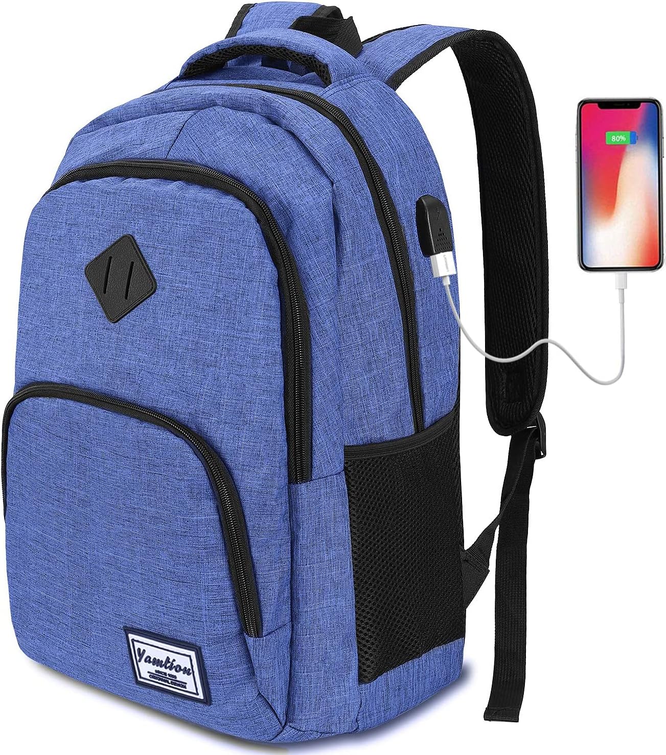 Rucksack mit Laptopfach und USB-Anschluss, 15.6" Zzz6-blau