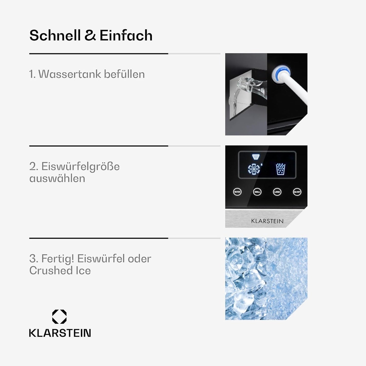 Eiswürfelmaschine Mini für Crushed & Bullet-Eis, Schwarz