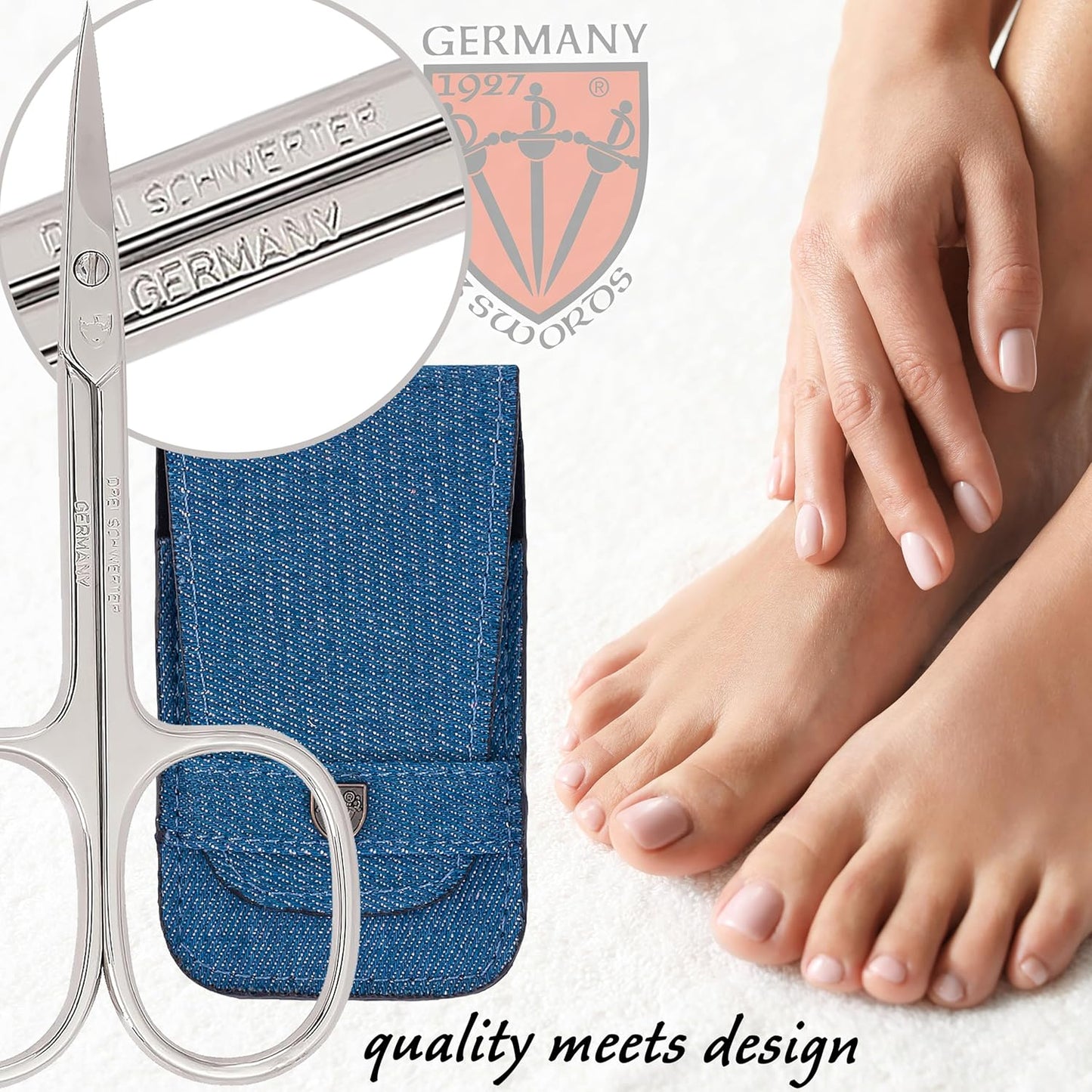 6-teiliges Maniküreset Massa im Etui, JEANS BLAU - TEXTILMATERIAL