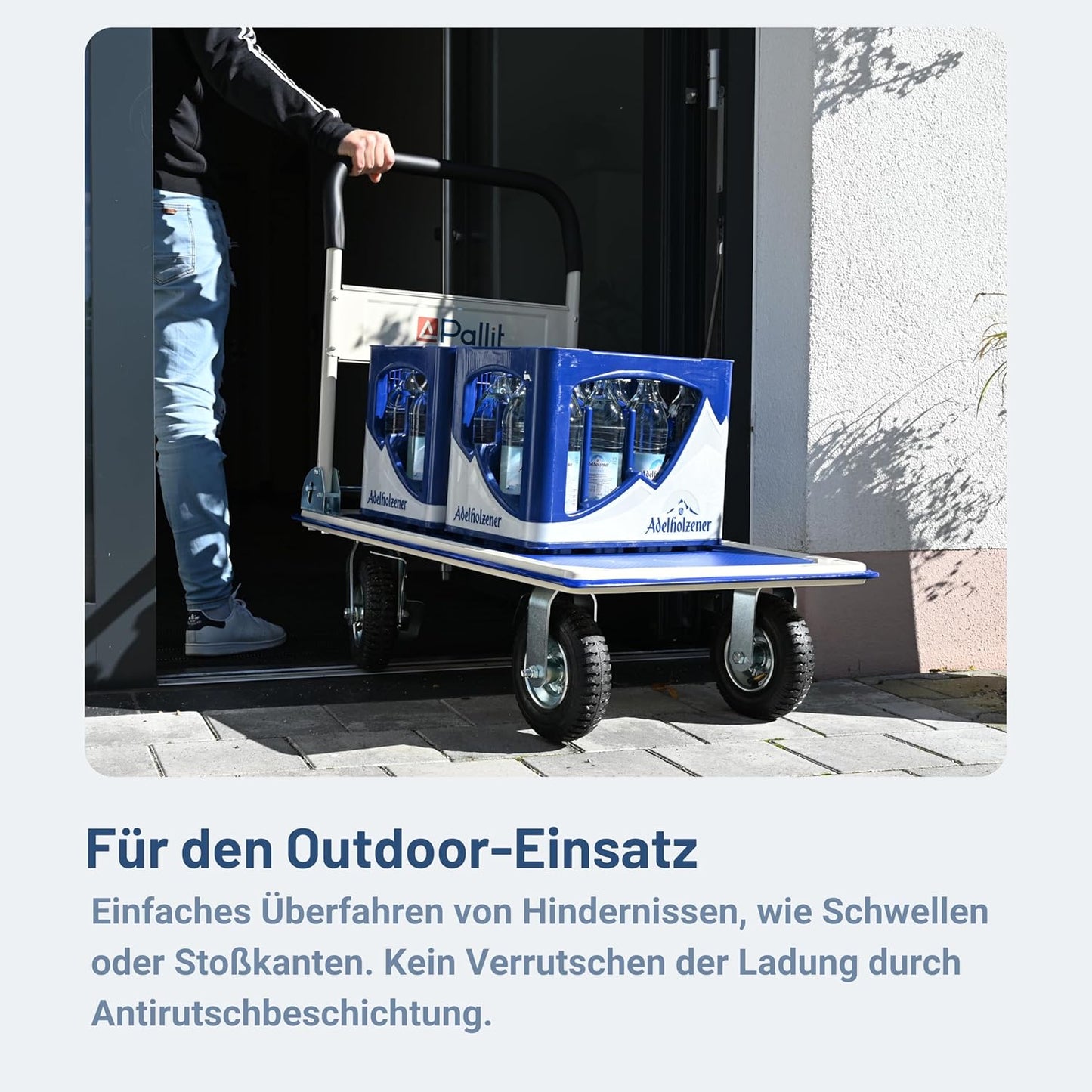 Klappbarer Transportwagen mit lenkbarer Luftbereifung