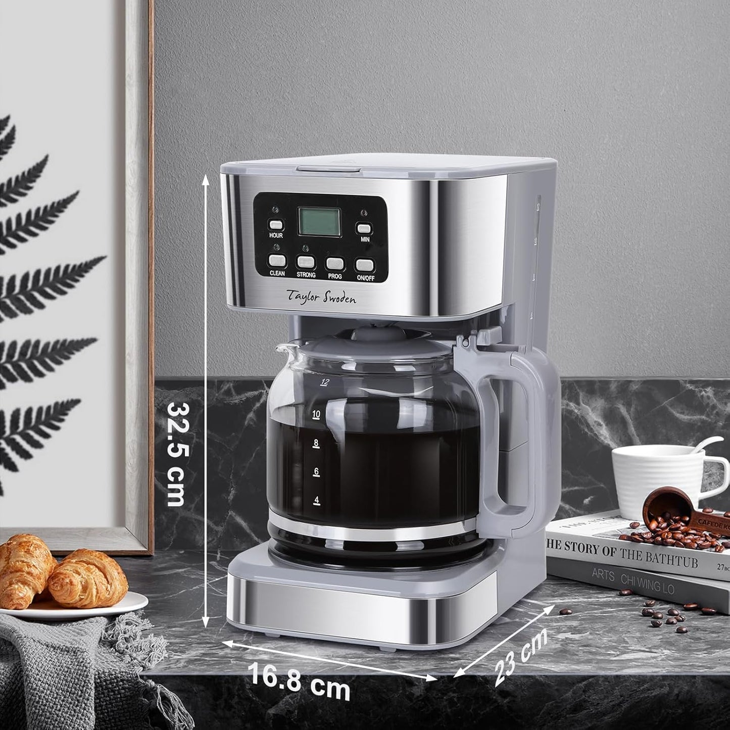 Filterkaffeemaschine mit Timer und Abschaltautomatik, Grey