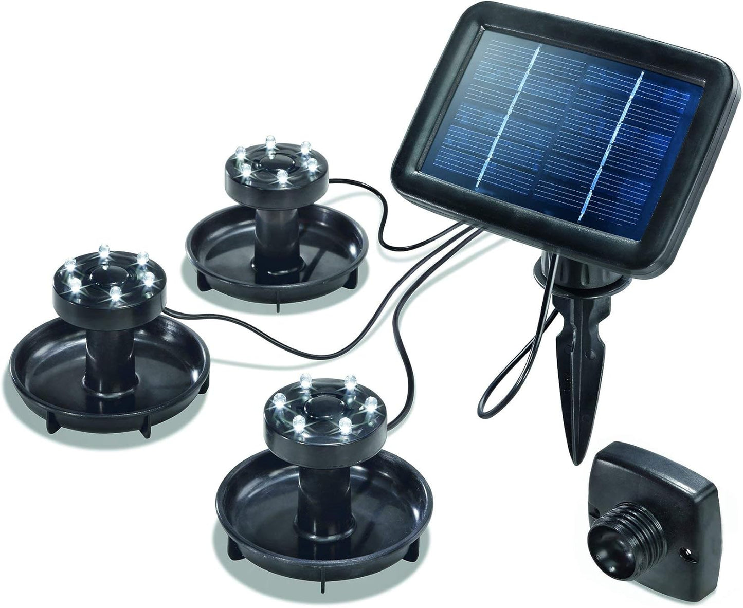 3-teiliges Solar Unterwasserstrahler-Set mit Erdspiess, warmweiss