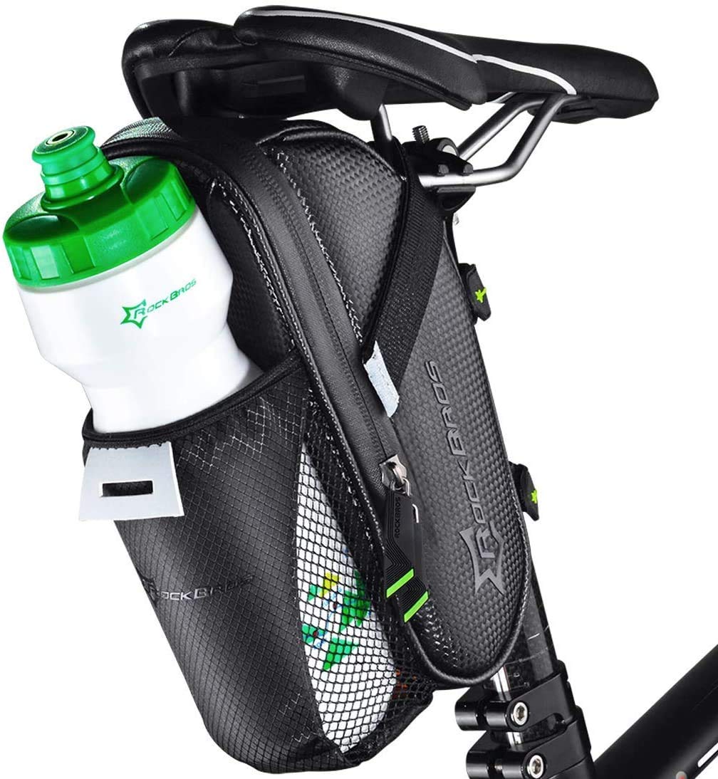 Velosatteltasche mit Flaschenhalter, Schwarz
