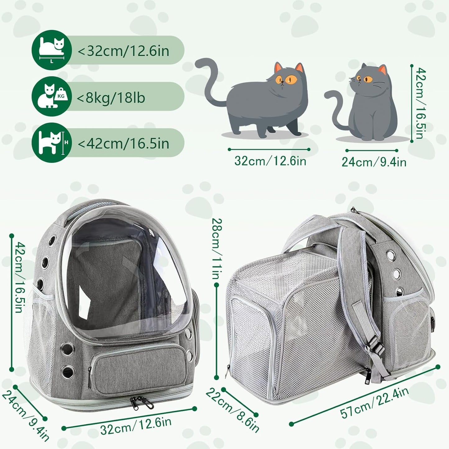 Haustierrucksack mit Sichtfenster