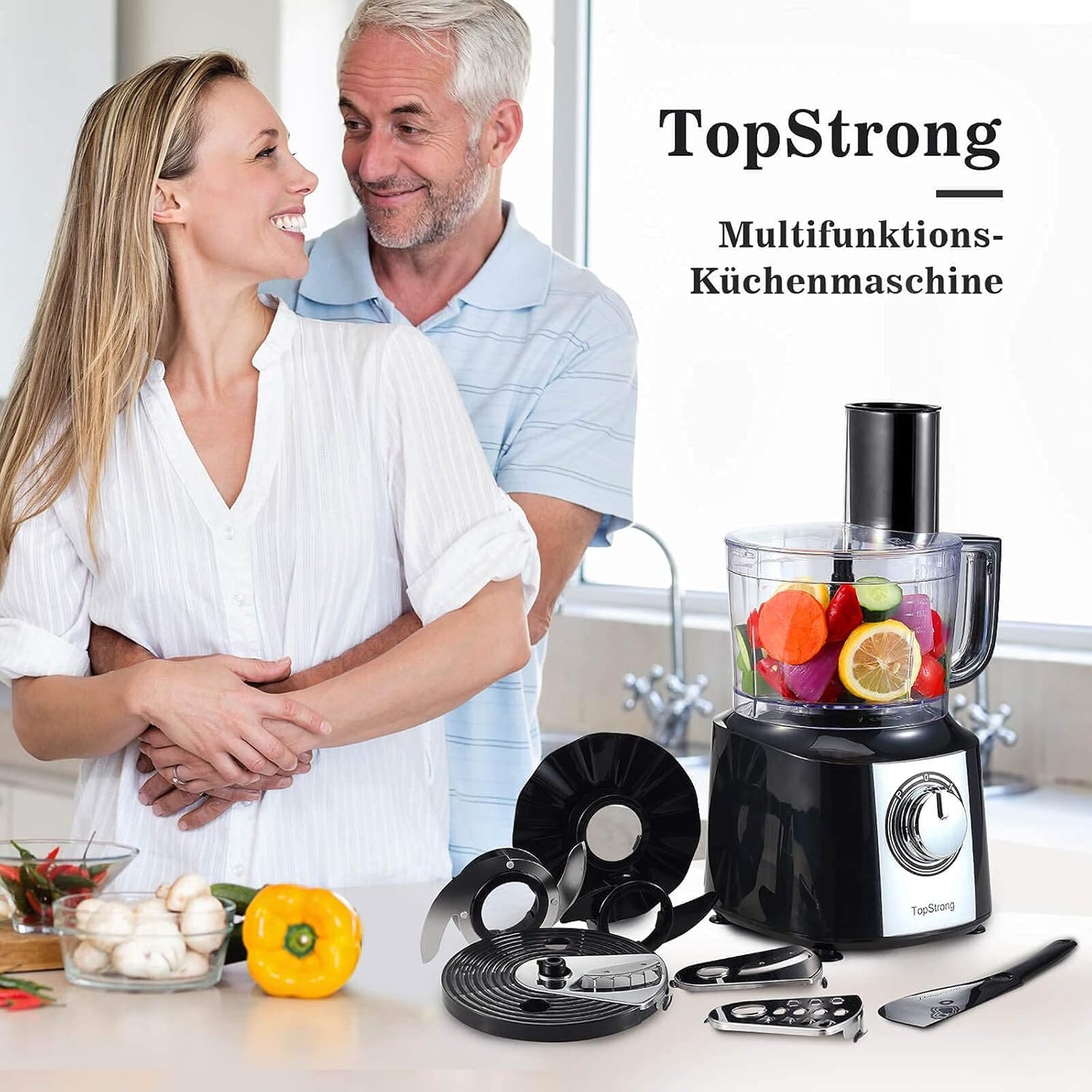 6in1 Foodprozessor, Sliver+schwarz