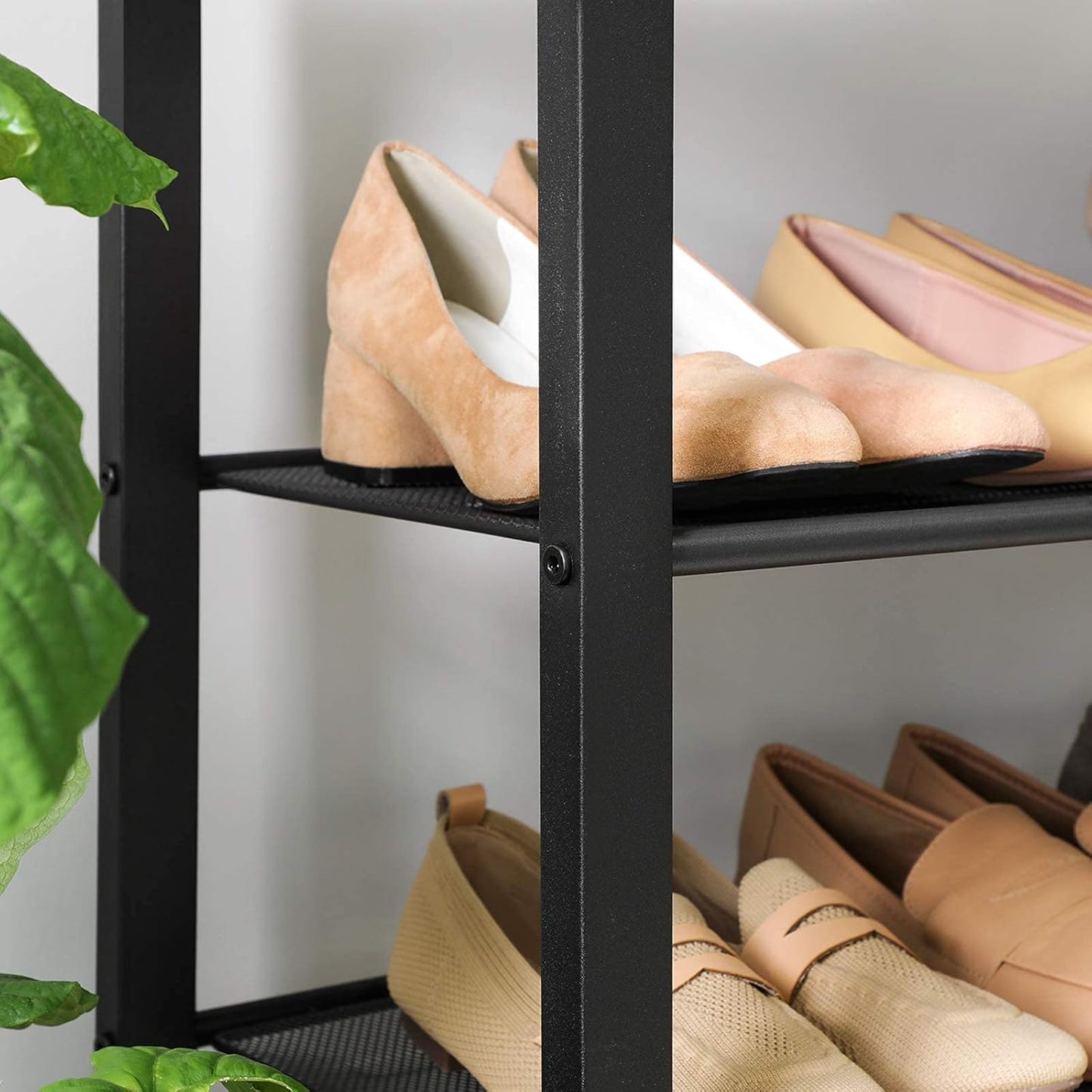 Schuhregal mit 5 Ebenen, 5 Ebenen (100B cm) Greige + Schwarz