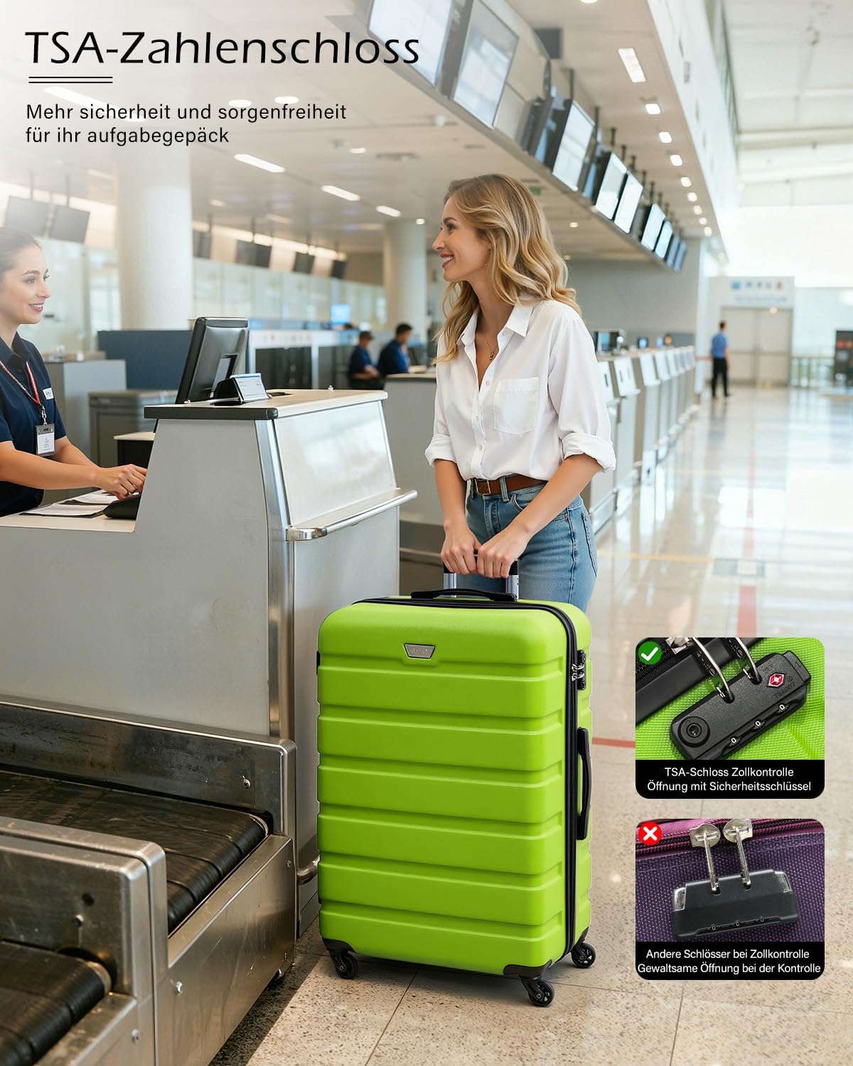 2-teiliges Hartschalenkoffer-Set mit TSA-Schloss, Set-2tlg(M + L) Apfelgrün