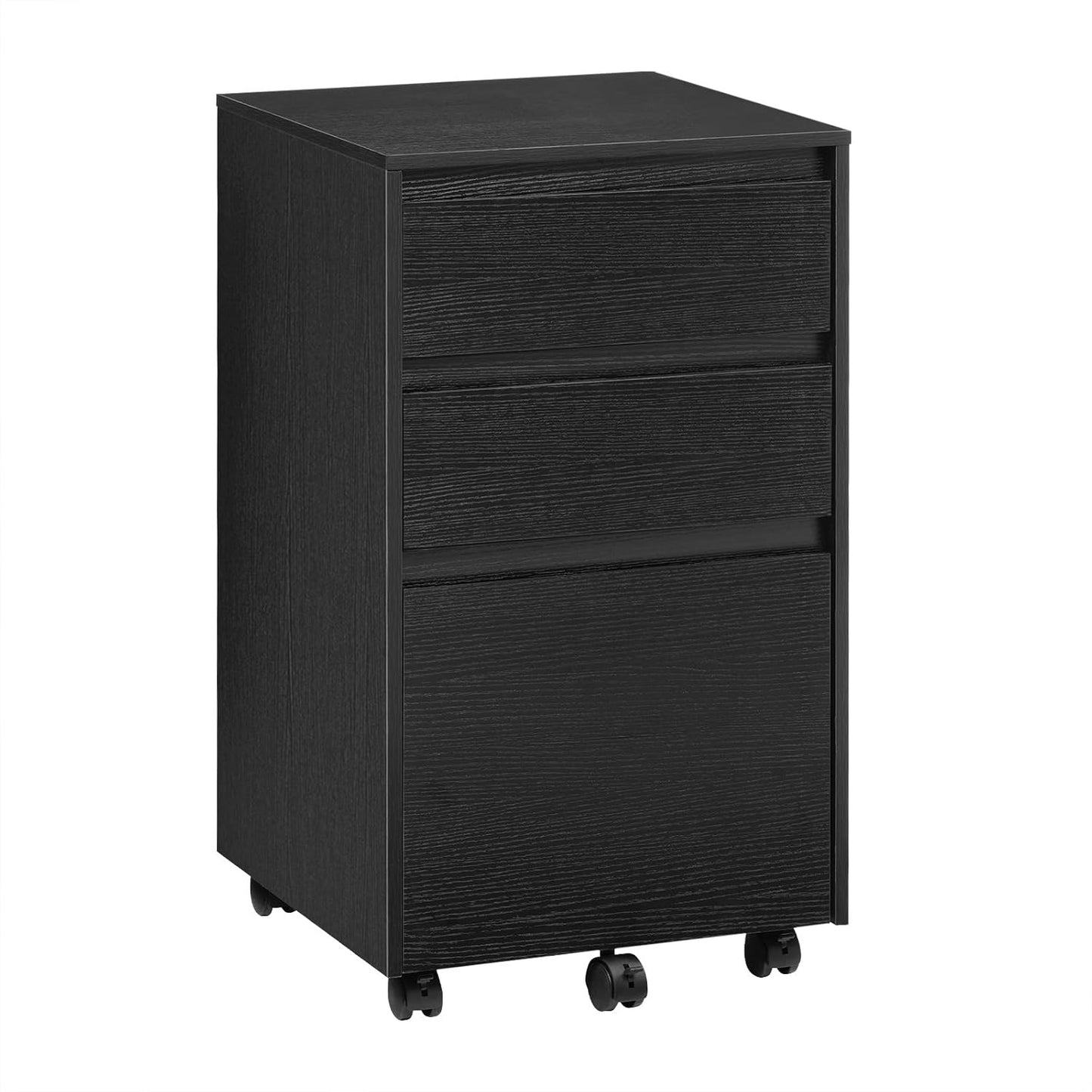 Mobiler Aktenschrank mit 3 Schubladen, 3 Ablagen(40T x 40B x 70H cm) Schwarz