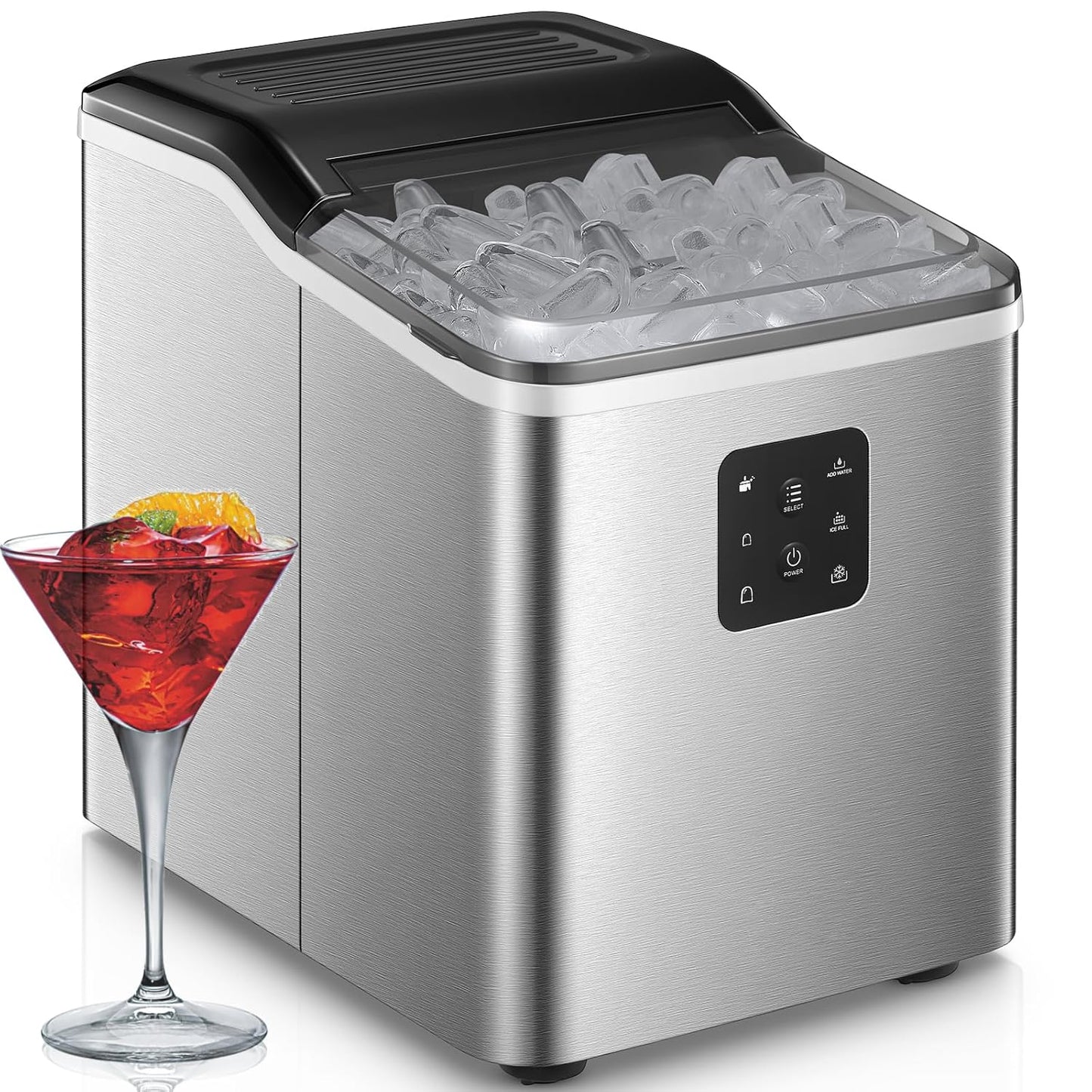 Eiswürfelmaschine mit 2 Eiswürfelgrössen, Silber