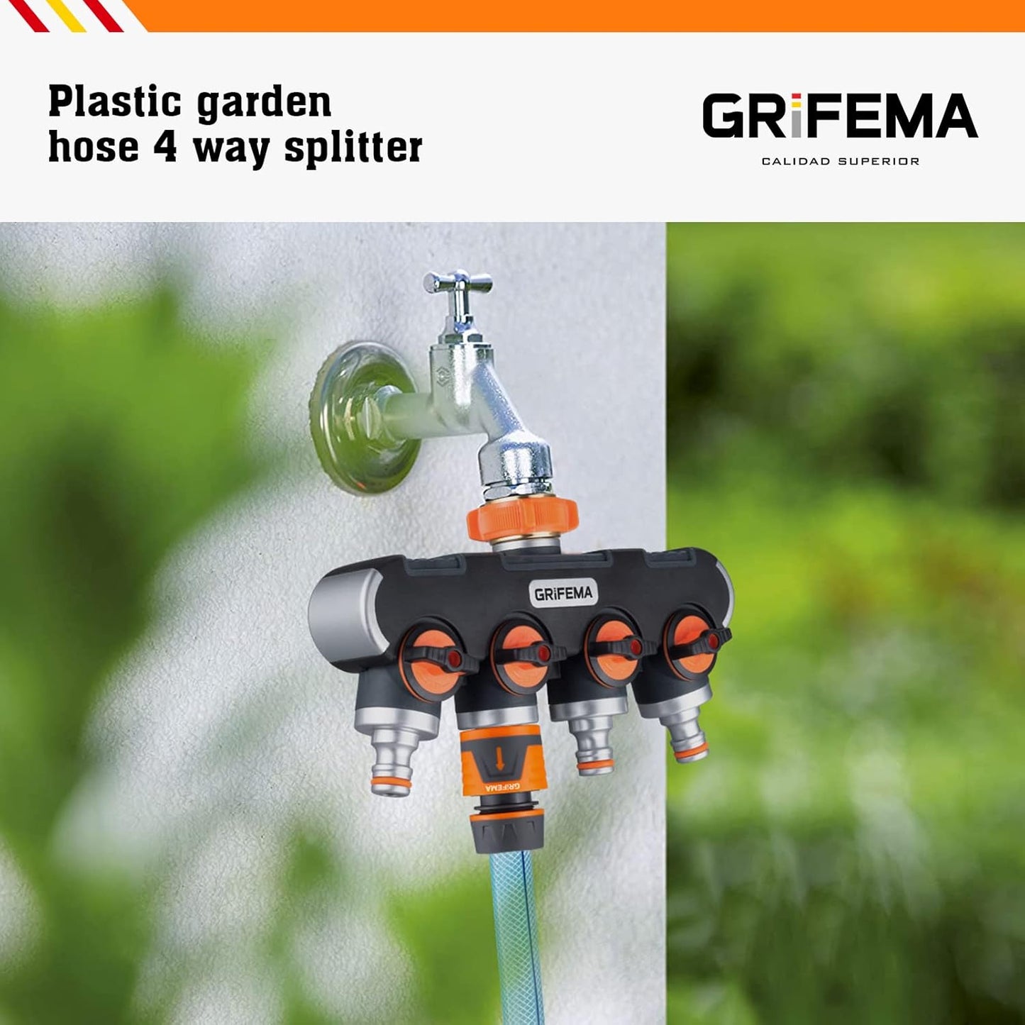 4-Wege-Wasserverteiler für Gartenschlauchsysteme, Distribuidor de 4 vías, 4-Wege-Verteiler