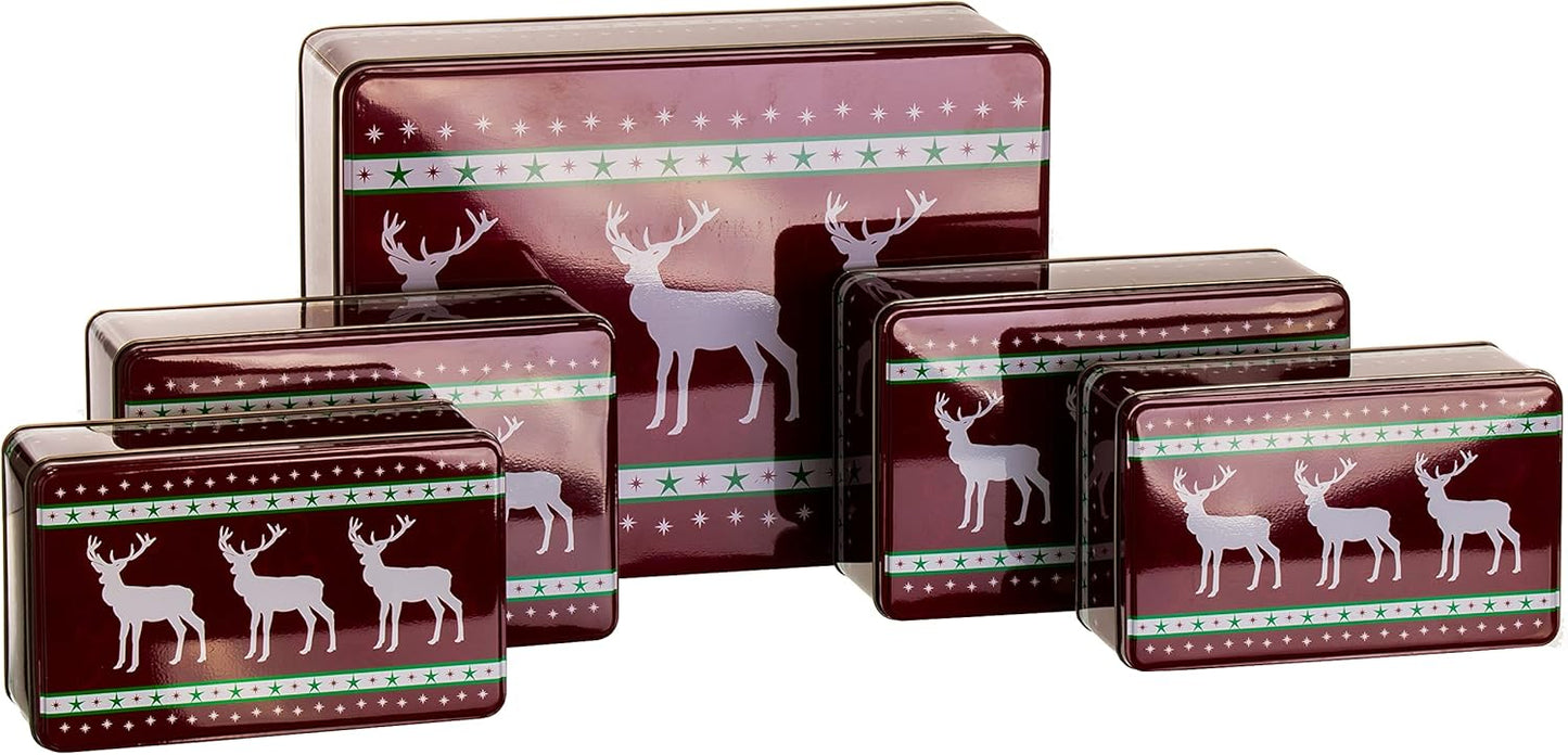Keksdosen-Set mit Rentiermotiv (5-teilig), 5er Set Rentier