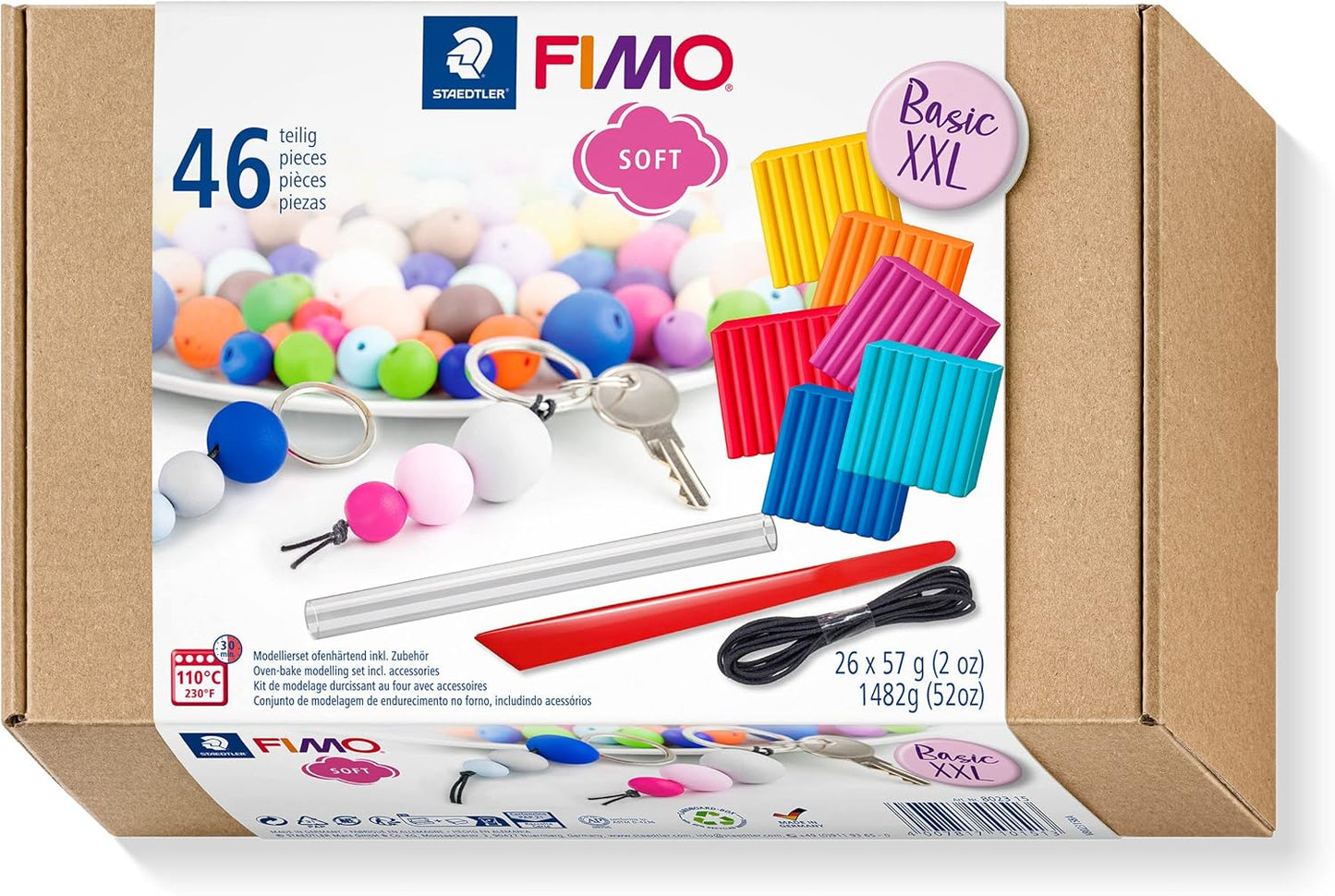 FIMO Soft Modelliermasse-Set XXL, 40-teilig, Fimo Soft Basic Xxl Set 40pcs Standard