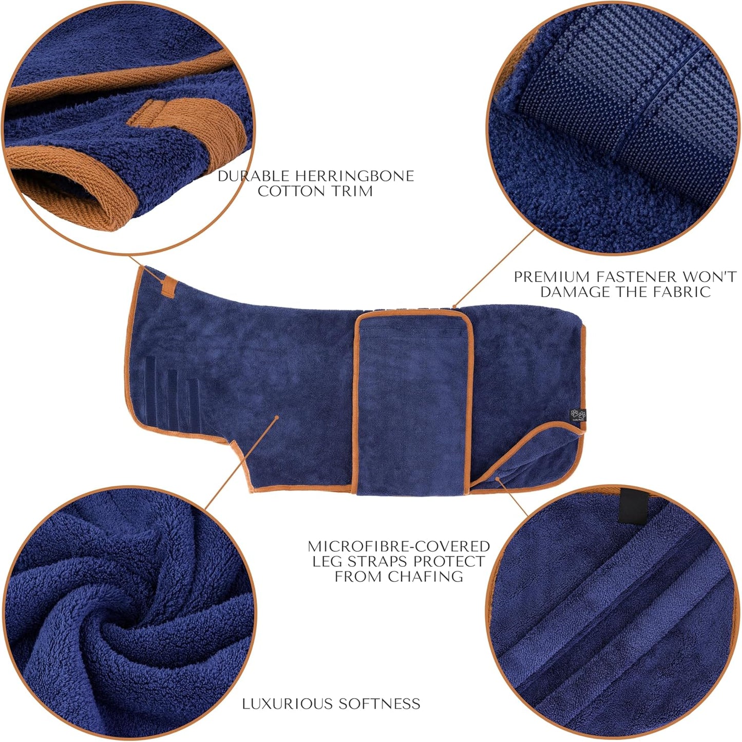 Hundebademantel doppellagig ultra-absorbierend, XL Bernstein