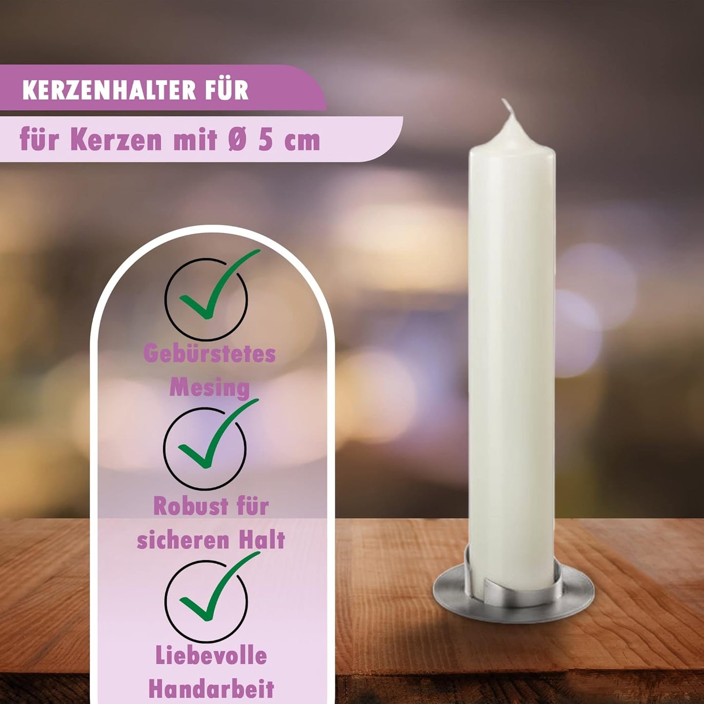 Kerzenleuchter, Ø 5 cm Silber