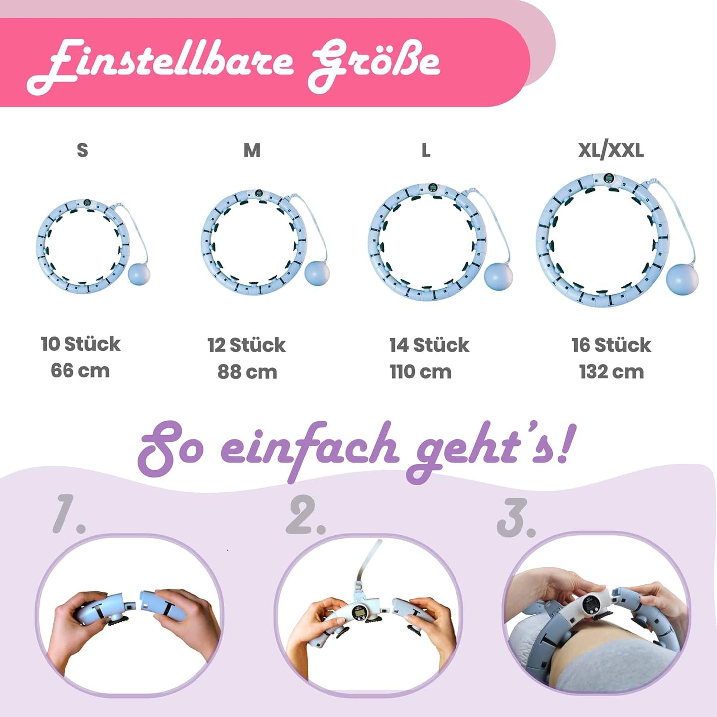 Smart Hula-Hoop Reifen mit Zähler & Gewicht, Blau