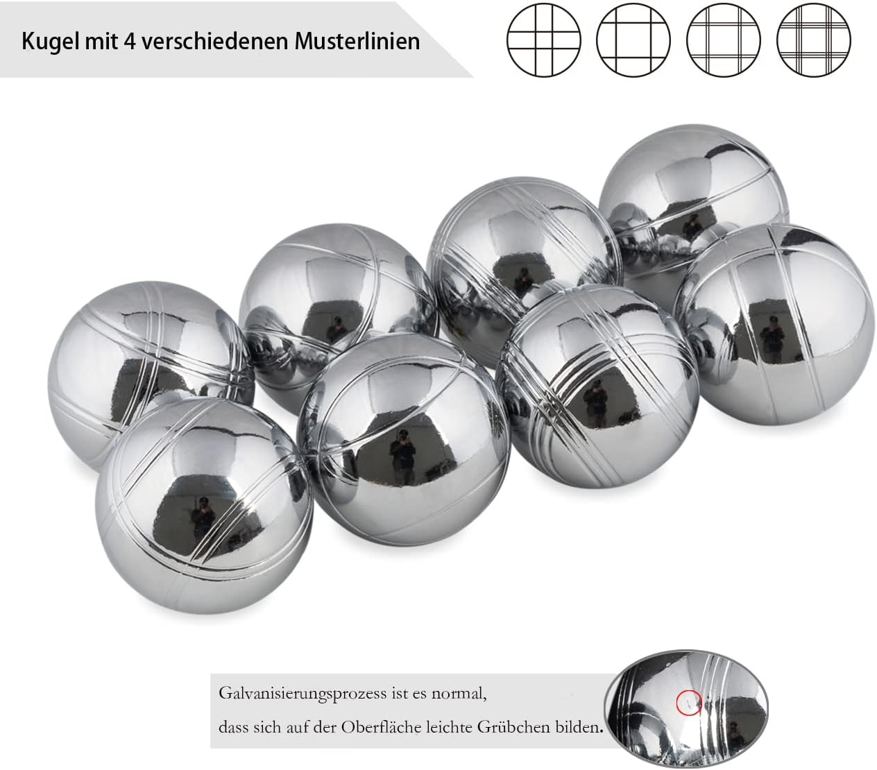 Boccia-Set mit 8 Metallkugeln & Zubehör