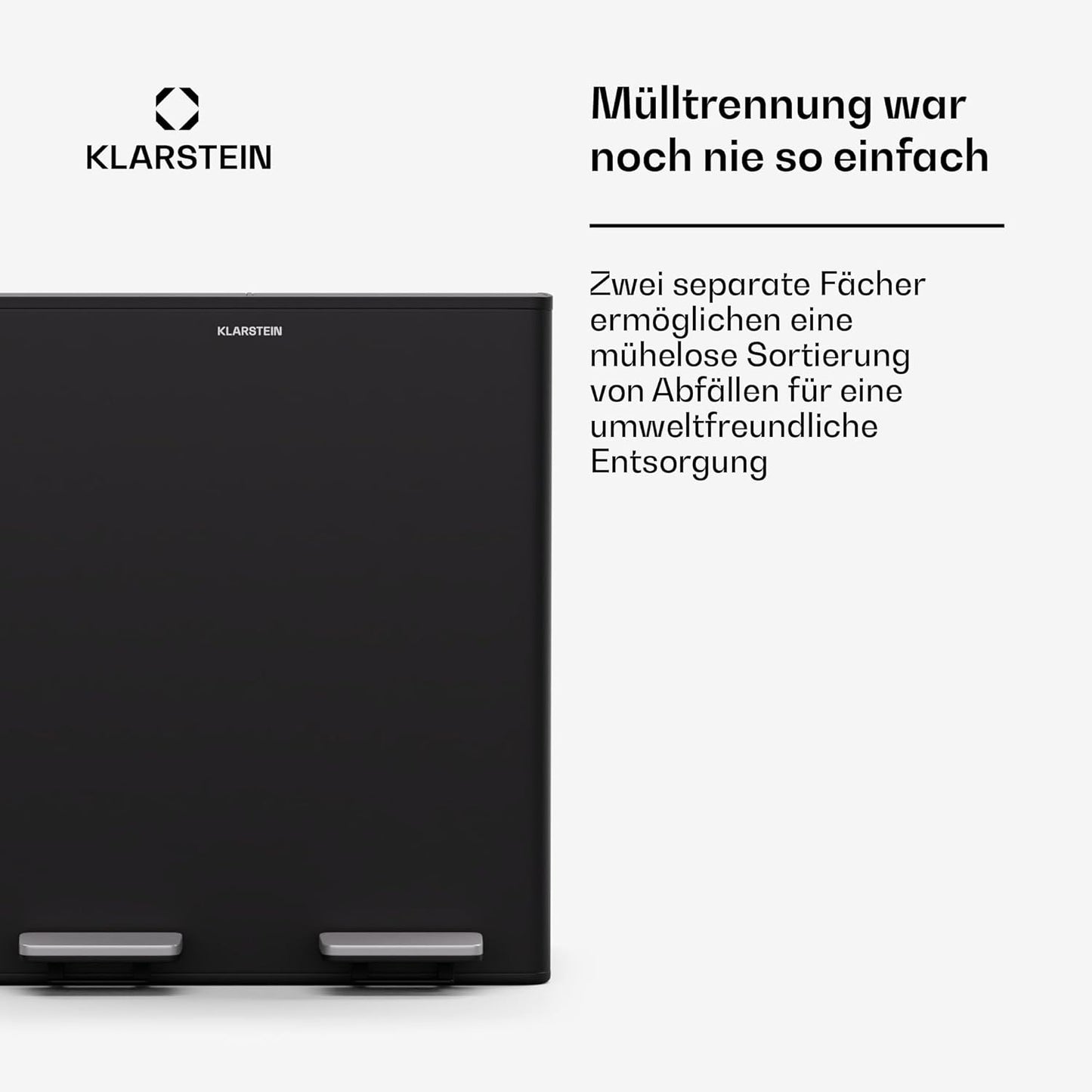 EcoVista Mülltrennsystem mit 2 Fächern & 3L Komposteimer, 40 L mit komposteimer, Schwarz