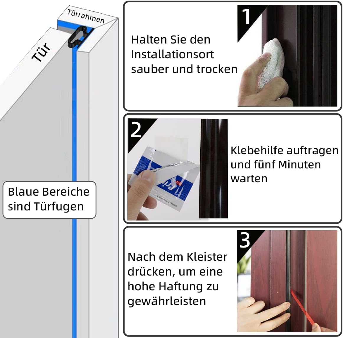 Selbstklebendes Türdichtungsband (15m), 15M Schwarz