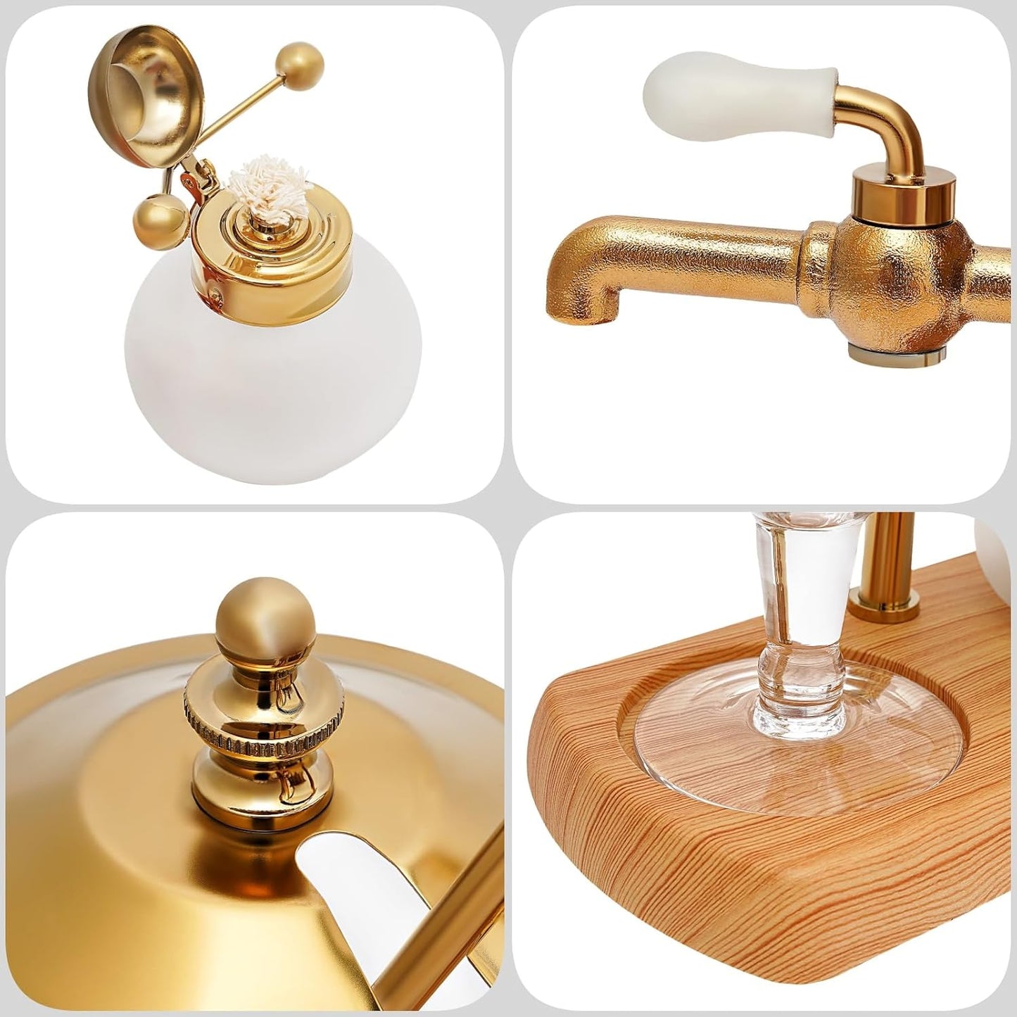 Vakuum-Kaffeebereiter im Retro Design, Gold