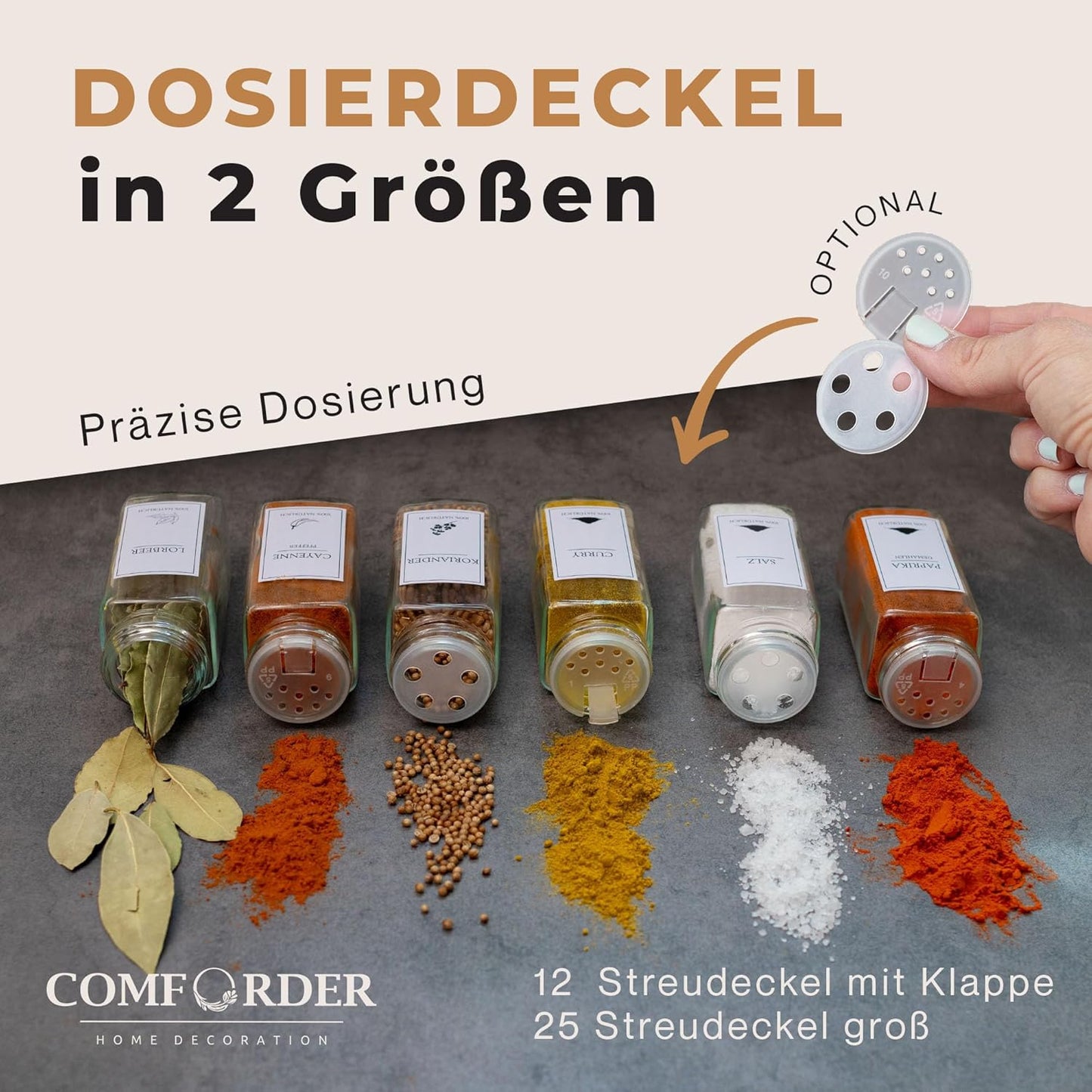 Gewürzgläser-Set, Bambus