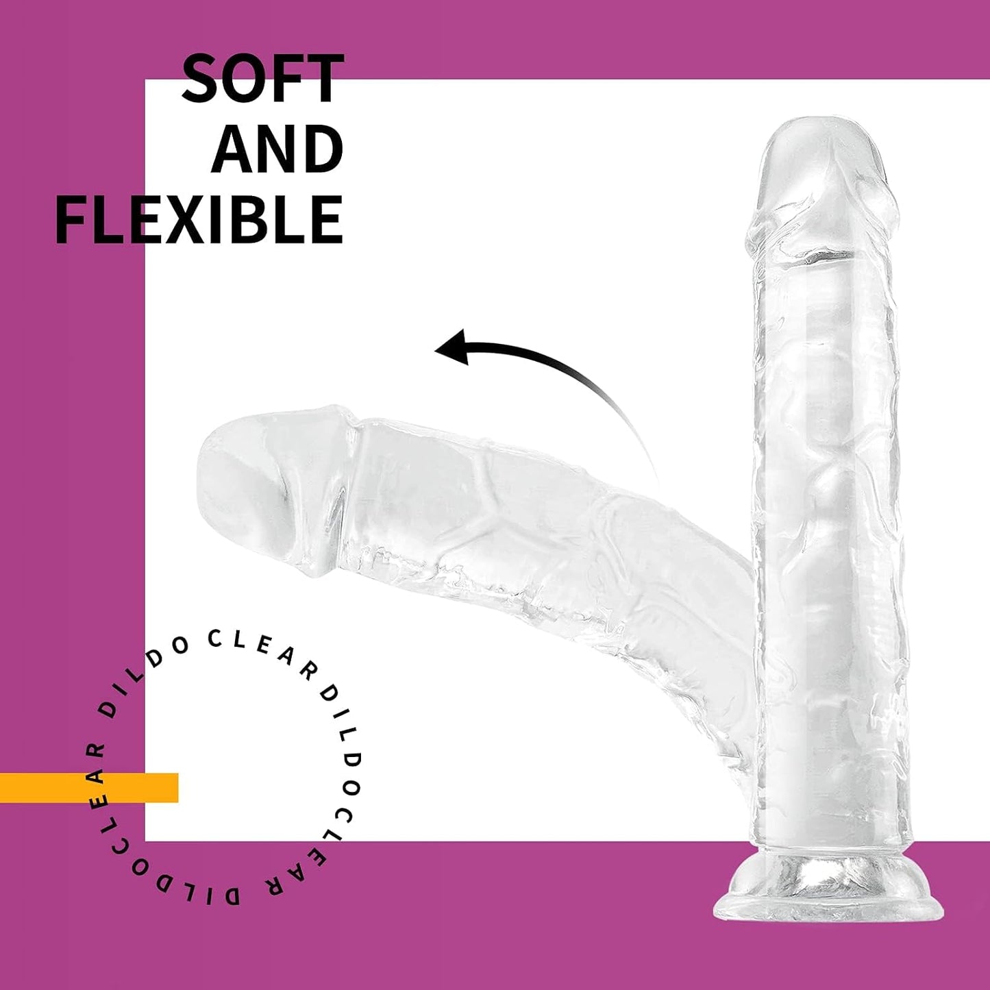 Realistischer Dildo mit Saugnapf, G-Punkt Stimulation, Clear XL (1er Pack)
