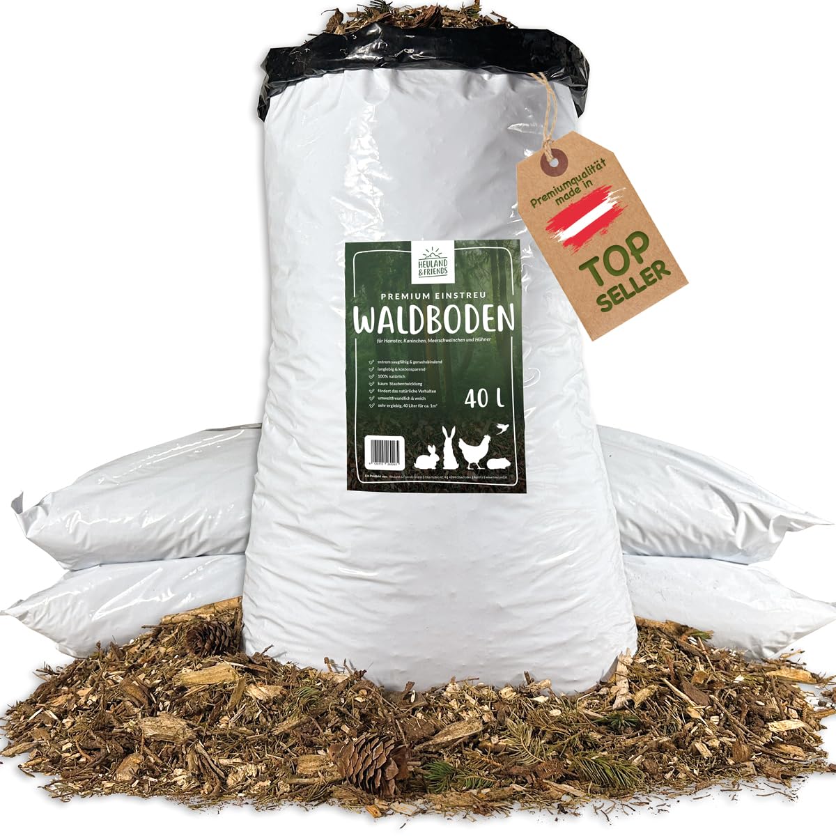 Waldboden-Einstreu mit Tannen & Fichtennadeln, 3er-Pack, ohne Mais, 40 Liter (3er Pack)