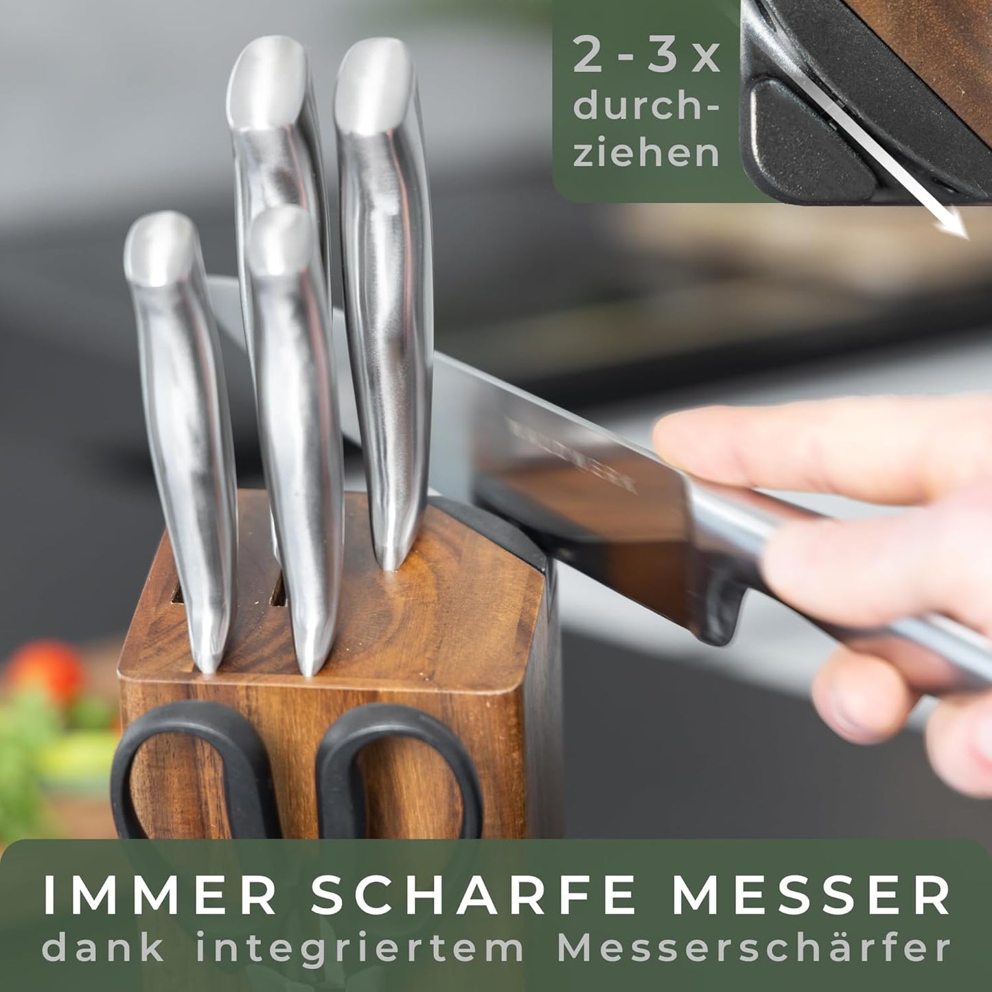Messerset, Messerblock bestückt Akazie