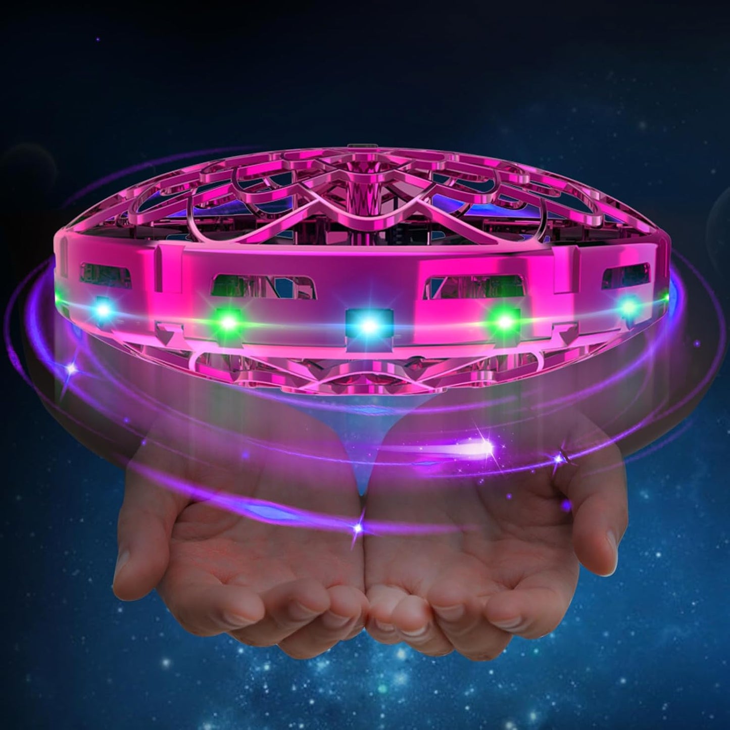 Mini UFO Drohne mit LED-Licht und Handsteuerung, Rot